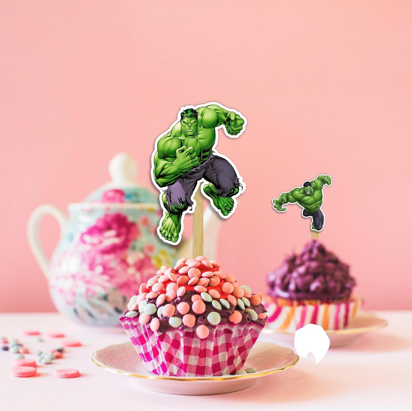 "Hlk Cupcake Topper – Superhero Theme Birthday Party Decoration – Cartoon Character Cupcake Picks for Birthday Party, Boys and Girls Superhero Theme Celebrations, Cake Decoration, and Party Supplies"