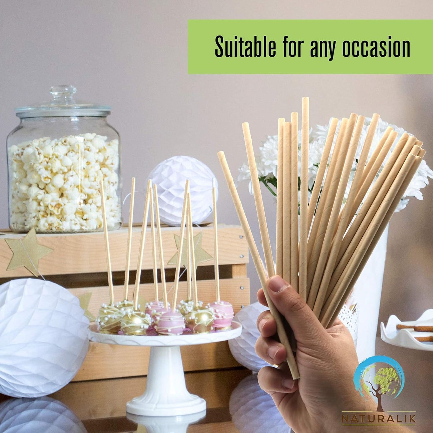 1000-Pack Sturdy Biodegradable Paper Straws Heavy-Duty, Dye-Free, Eco-Friendly Sturdy Paper Straws Bulk Drinking Straws for Smoothies, Restaurants and Party Decorations 7.7" (Brown, 1000pc)