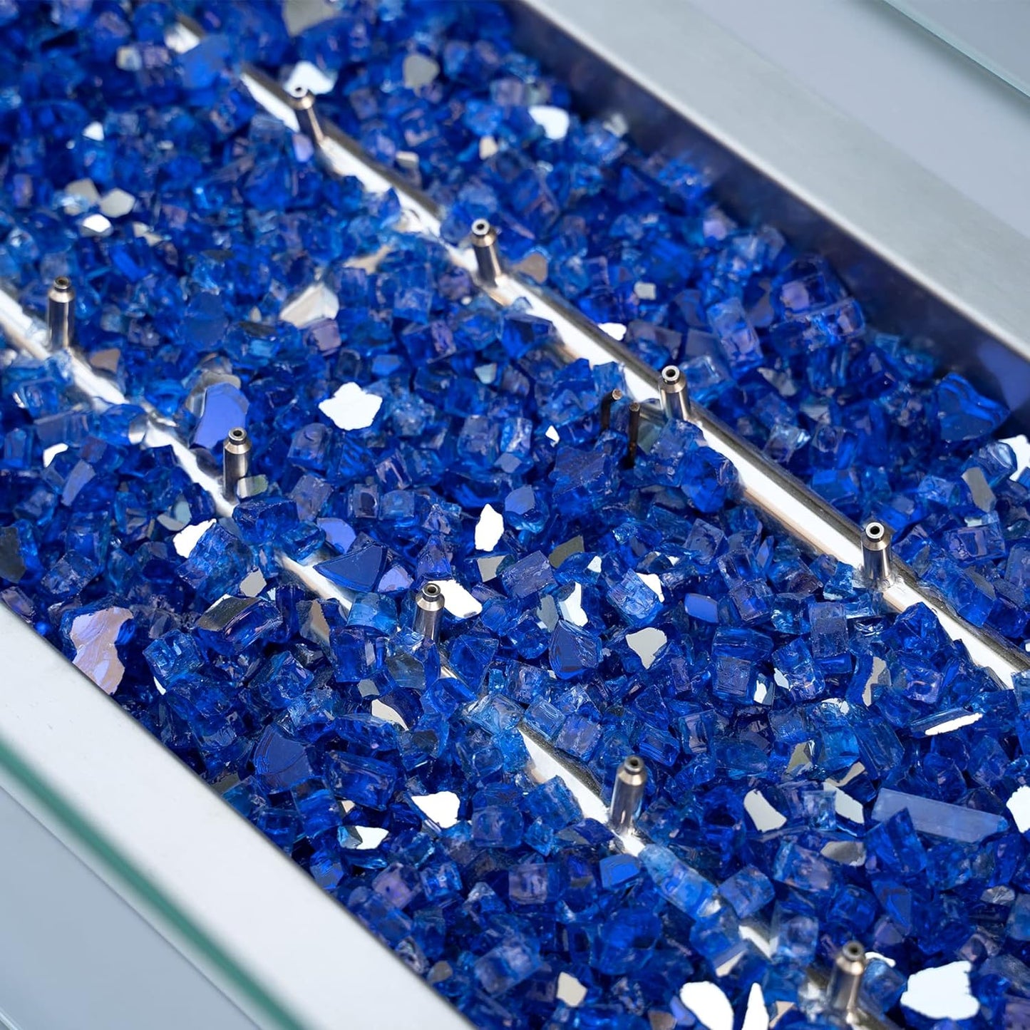 Stanbroil 10 Pound Fire Glass - 1/4 inch Reflective Tempered Fire Glass for Fireplace Fire Pit, Cobalt Blue Reflective