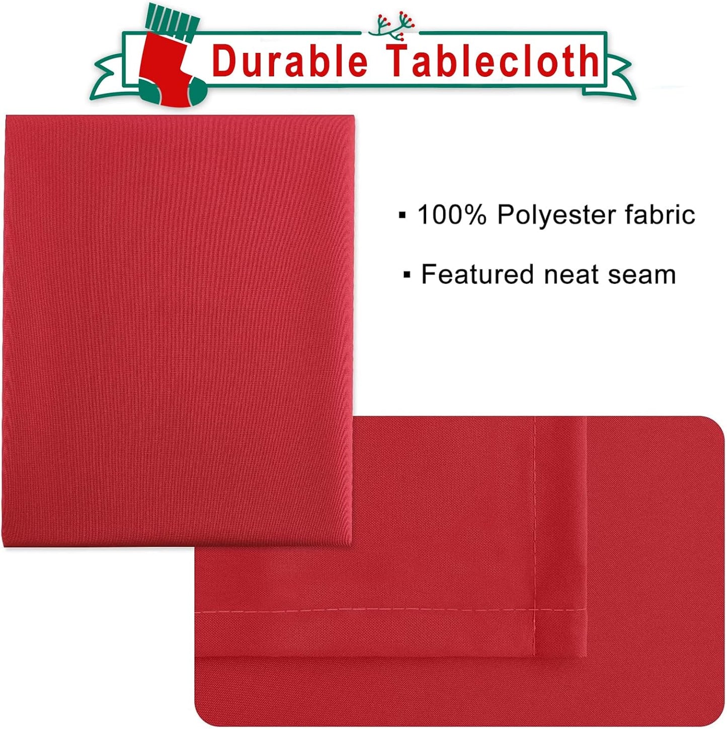 Hiasan Red Tablecloth Rectangle - Wrinkle Resistant and Waterproof Dining Room Washable Christmas Table Cloth, Polyester, 54 x 80 Inch