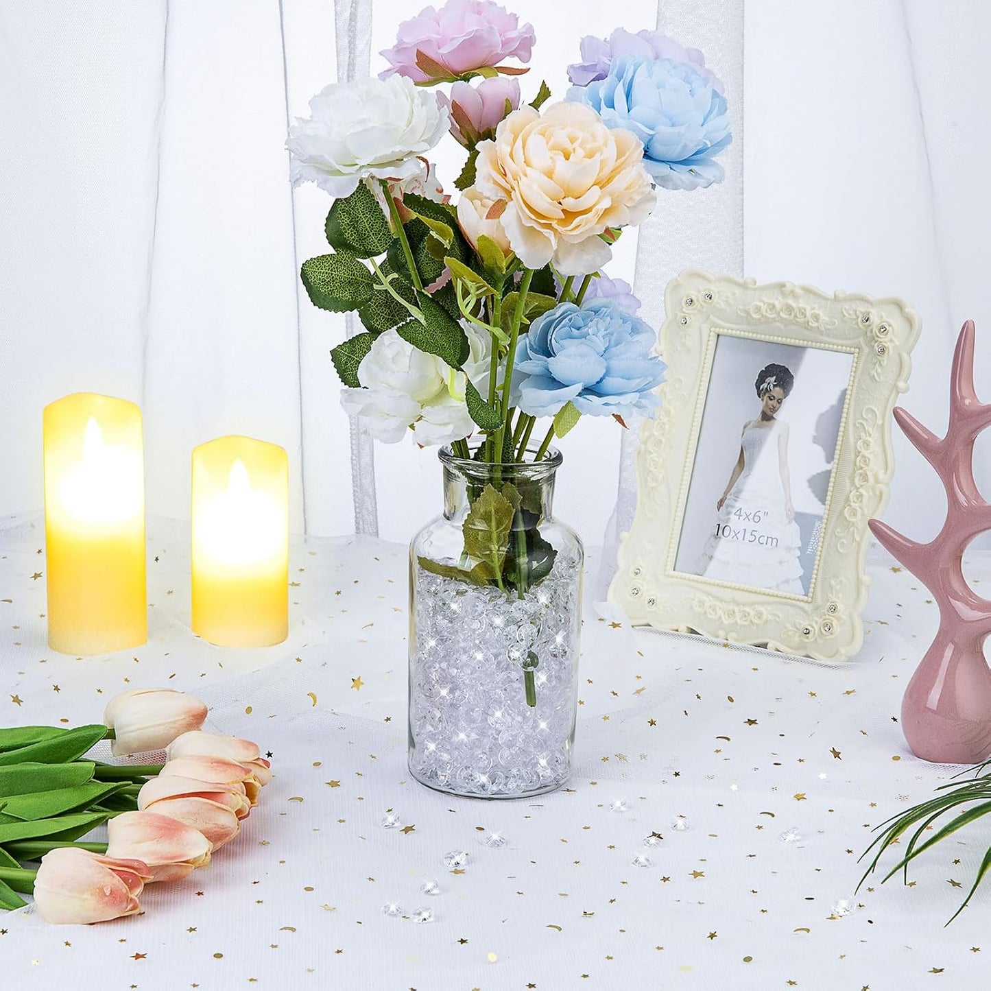 2000 pcs/Pack Wedding Table Scatter Confetti Crystals Acrylic Diamonds 8 mm Rhinestones for Wedding, Bridal Shower, Vase Beads Decorations (8mm, Lake Blue)