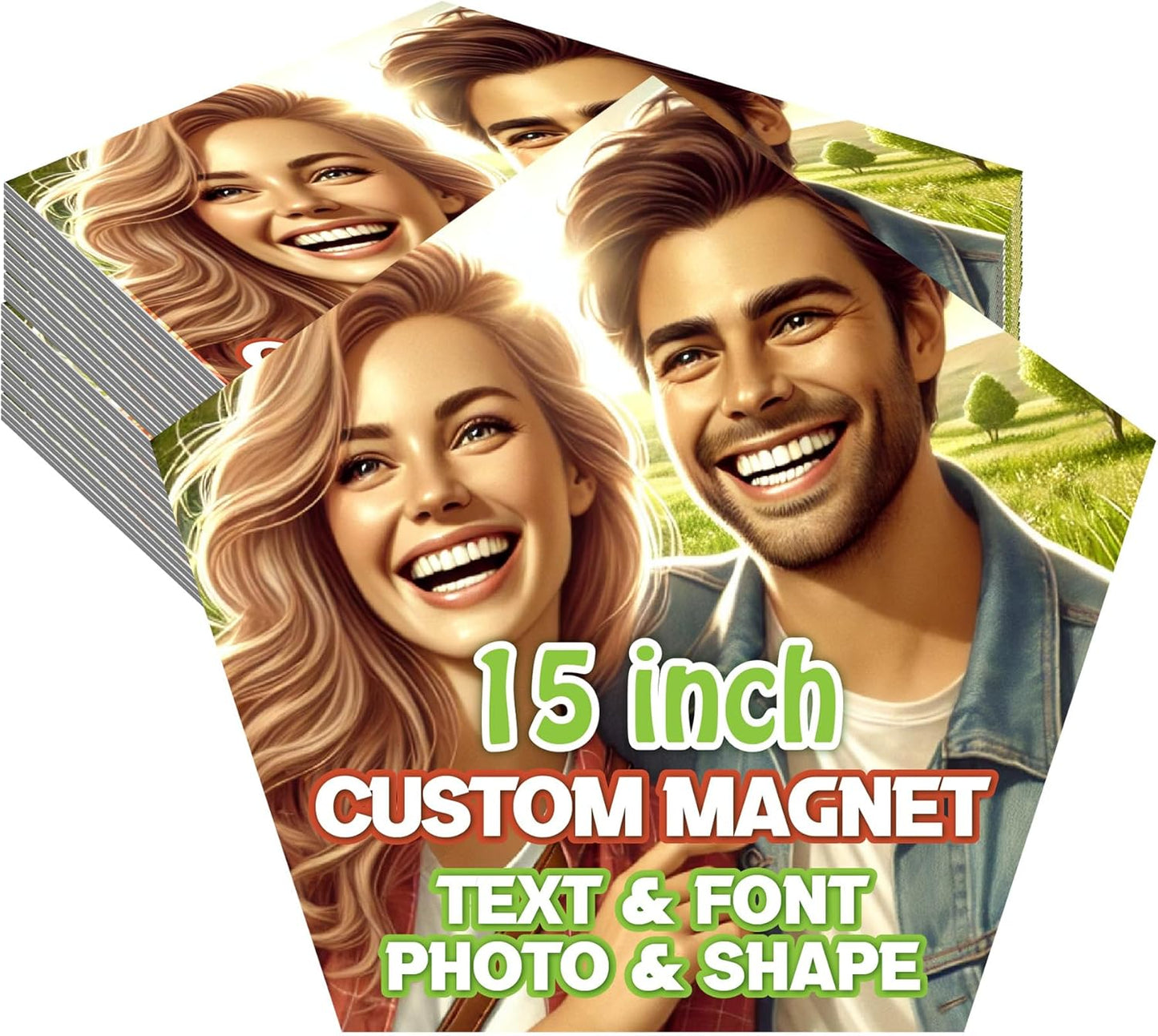 KETABAO – 15" Pentagon Custom Refrigerator and Car Photo Magnets - Personalize with Photos of Your Home, Office and Vehicle