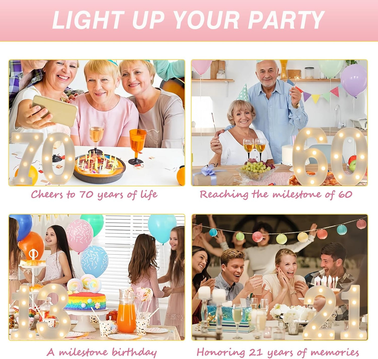 LED Marquee Letter Lights, Decorative Light Up Numbers for 30th Birthday Party, Battery Operated, Warm White Small Marquee 30 Sign for Anniversary Decorations