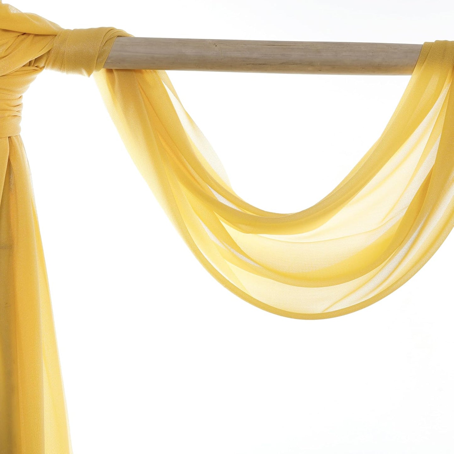 VDS Pack of 2 Panel (30 Inch X 30 Feet) Wedding Arch Draping Fabric Sheer Chiffon Fabric Drapery for Wedding Ceremony Reception Swag Backdrop Canopy Chuppah ARBO Altars Decoration (Gold)