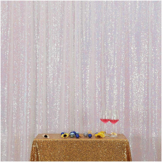 Poise3EHome 7FT x 7FT Iridescent Sequin Photography Backdrop Curtain for Party Decoration, Iridescent