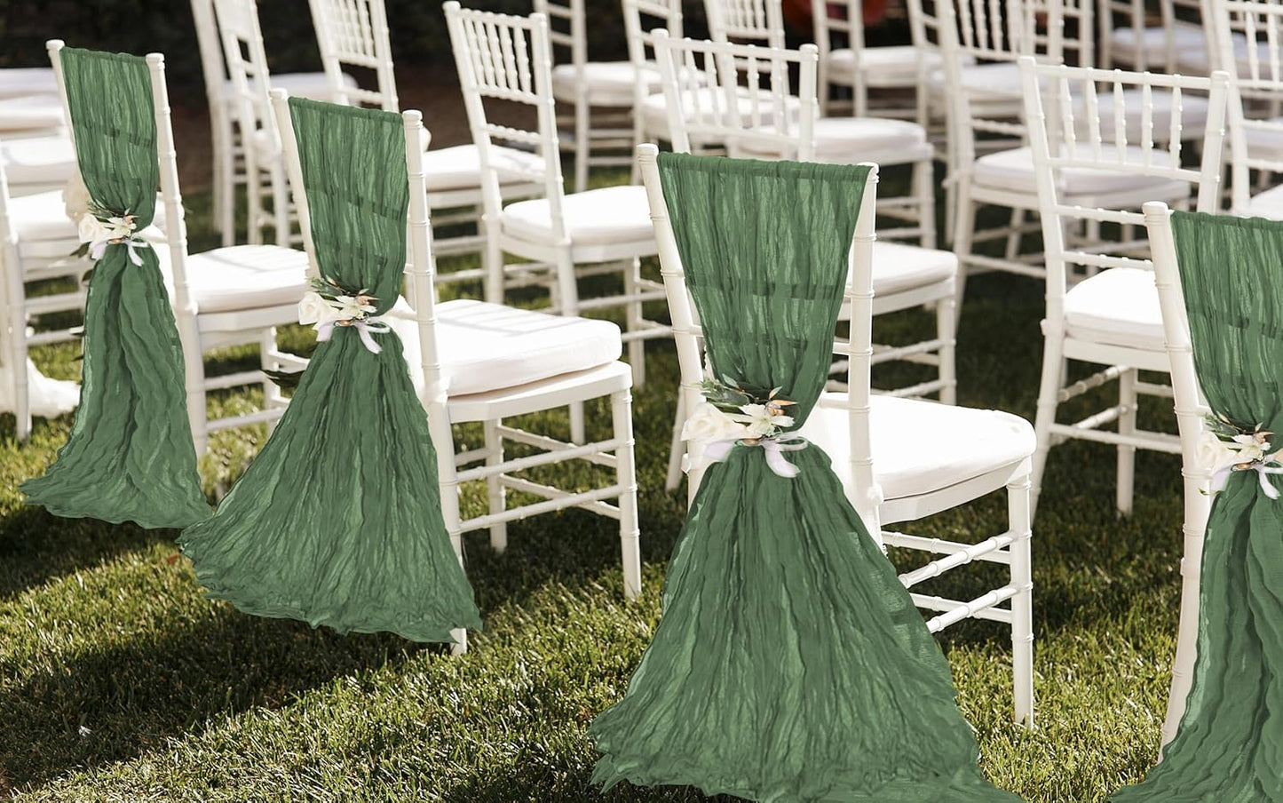 50 PCS Cheesecloth Chair Sashes, Bows Designed ChairSashes, 15.7x108 inch Chair Sashes for Aisle Decorations Universal Chairs Cover Decoration for Wedding Reception Party Banquet (Sage Green)