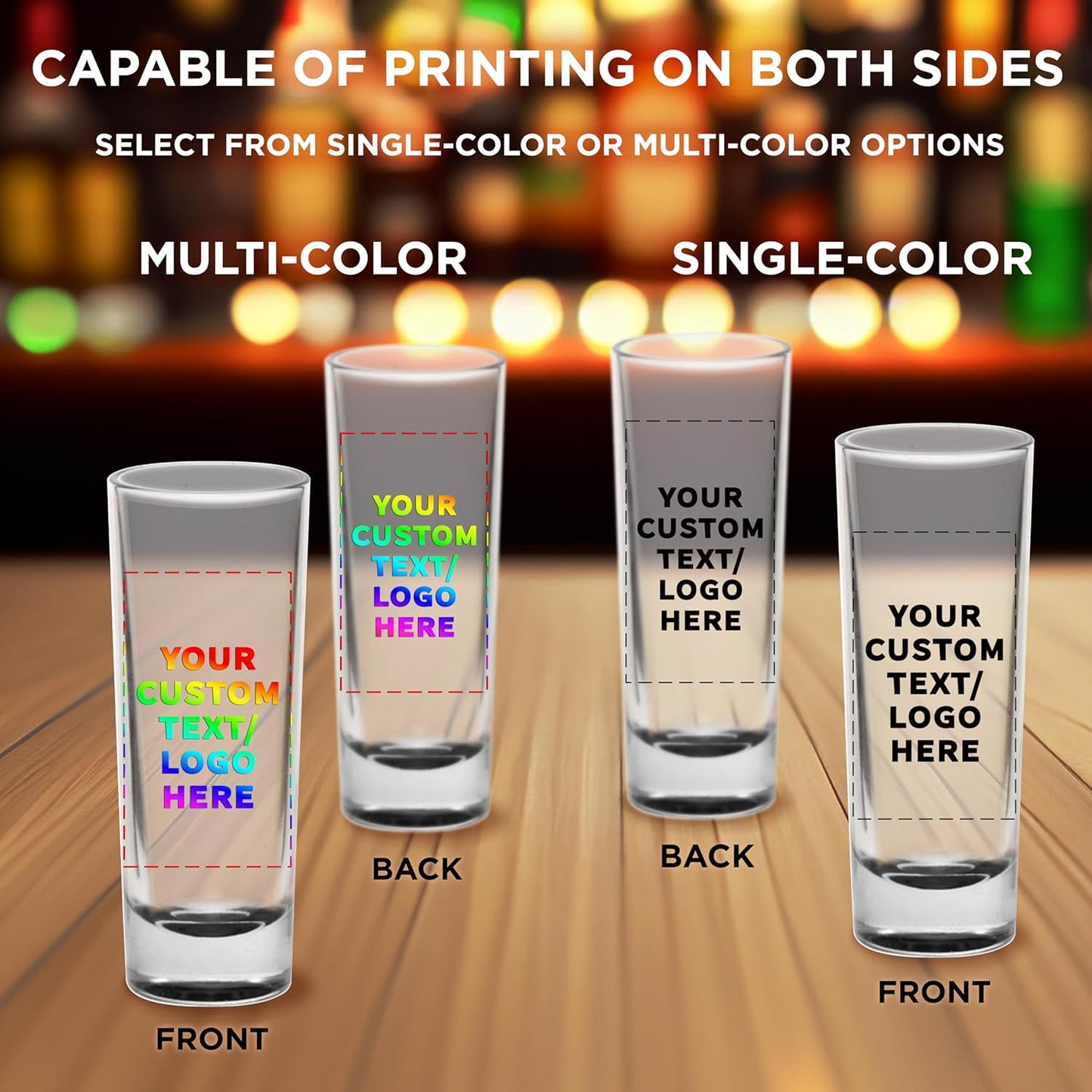 Custom Cordial Shooter Shot Glasses 2 oz. Set of 50, Personalized Bulk Pack - Great for Birthdays, Parties, Indoor & Outdoor Events - Black