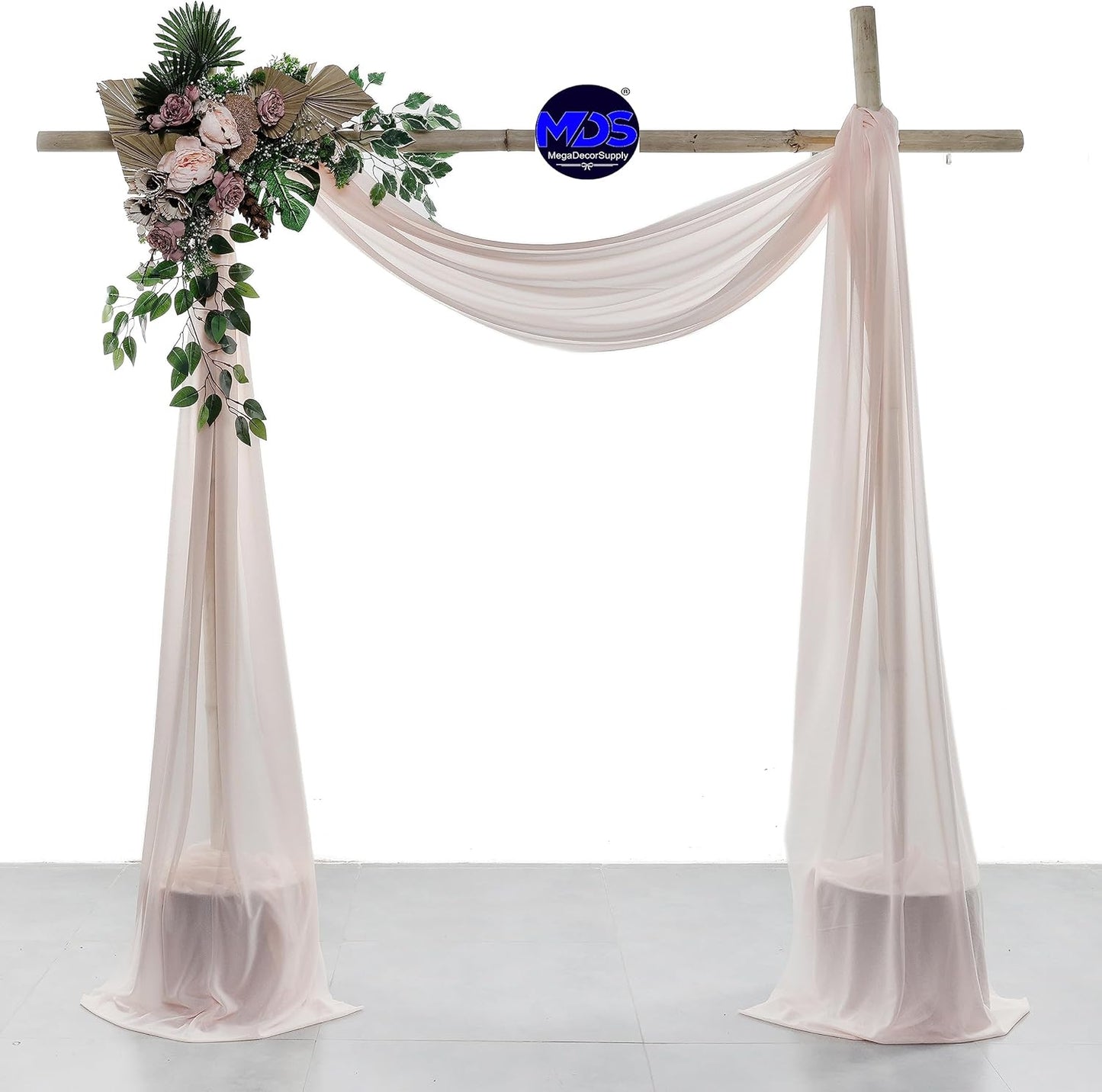 MDS Halloween Chiffon Draping Fabric - 2 Panel, 30" Wide x 20ft Long - Sheer Spooky Arbor & Canopy Drapery for Haunted House Backdrops, Party Ceilings, DIY Costumes & Themed Events - Nude