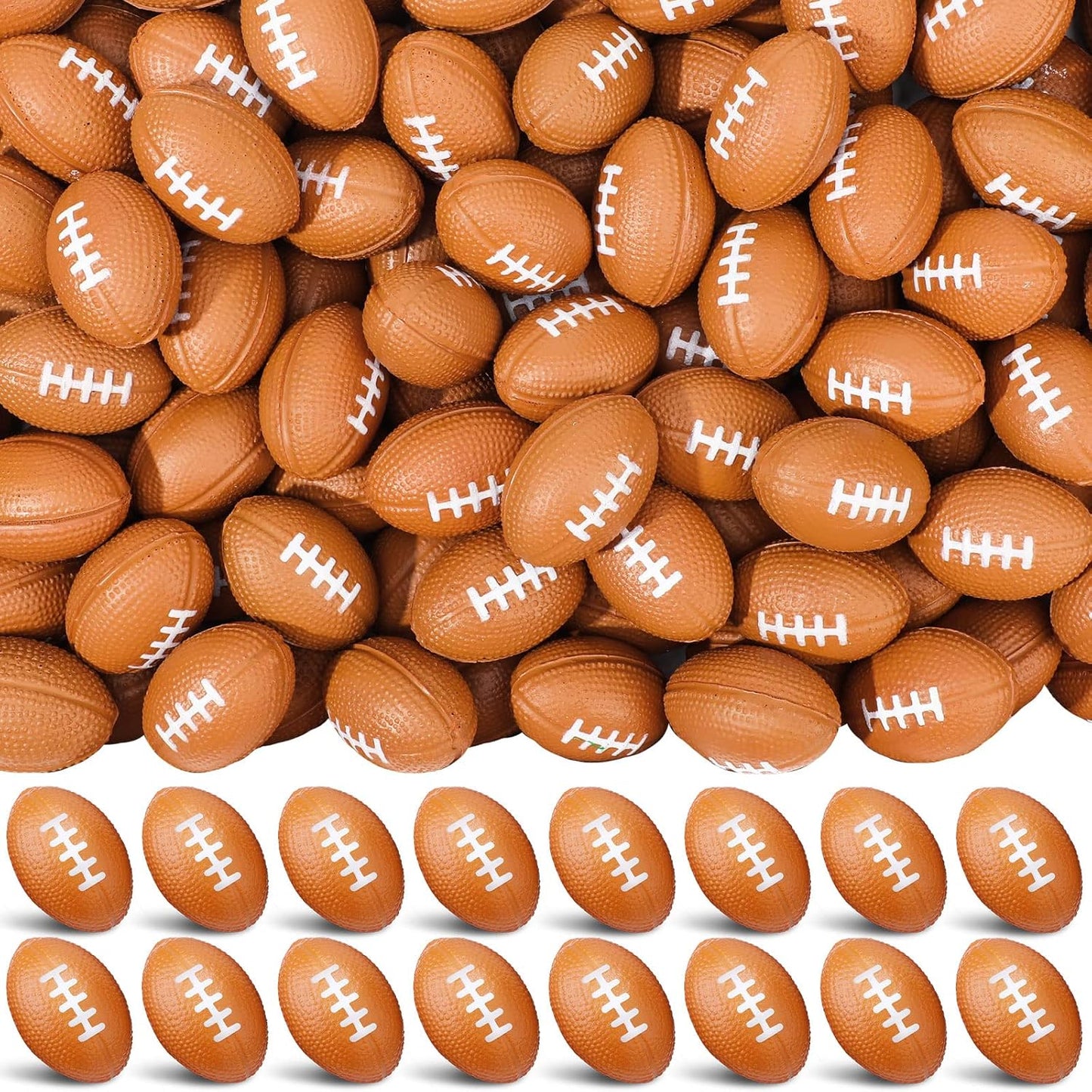 Jerify 120 Packs Mini Football Stress Ball, 1.46 Inch, PU Foam, Suitable for Parties, School, Rewards