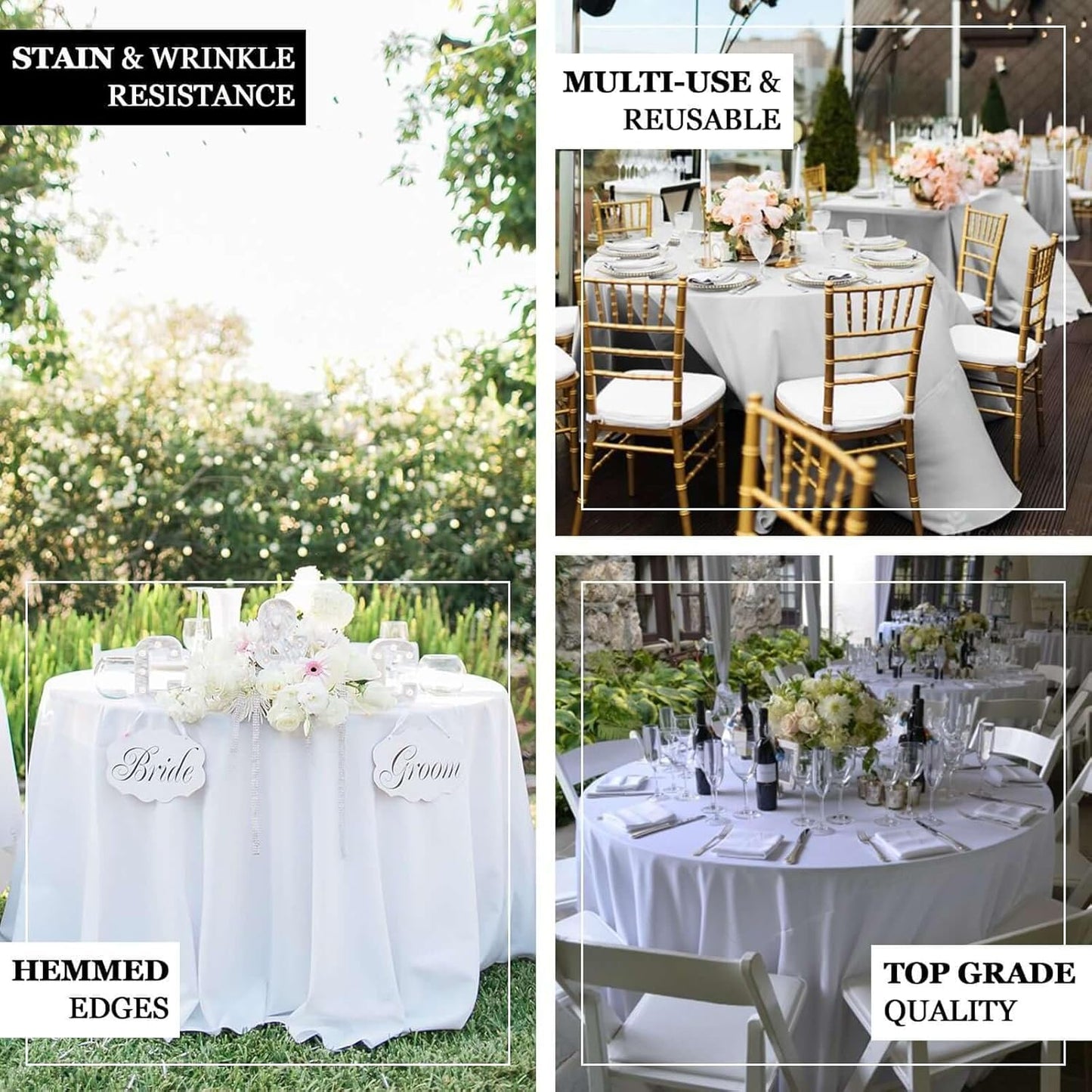 Efavormart Round Tablecloth, 108 Inch Stain & Wrinkle Resistant Washable Table Cloth, Decorative Polyester Fabric Table Cover for Banquet, Wedding, Dining- Ivory