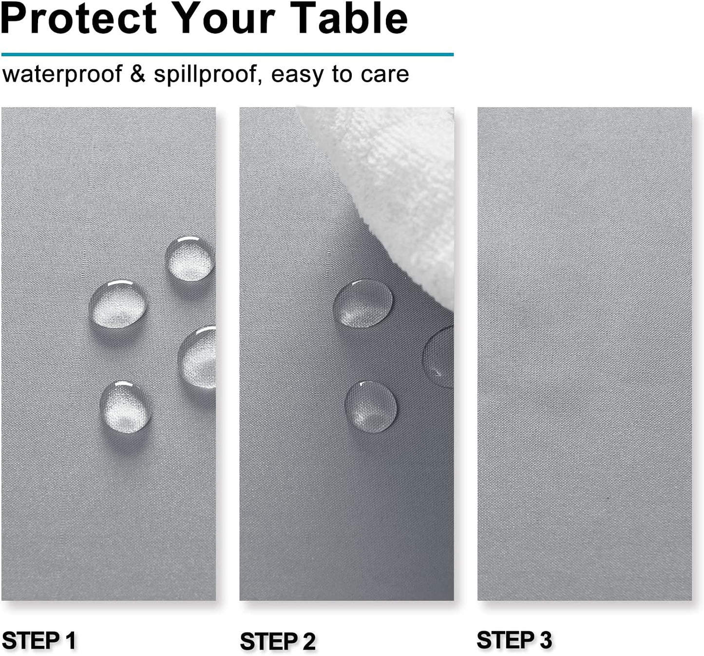 Hiasan Silver Grey Rectangle Tablecloth - Waterproof and Spillproof Washable Fabric Table Cloth for Dining Room Kitchen Party and Outdoor, 60 x 84 Inch
