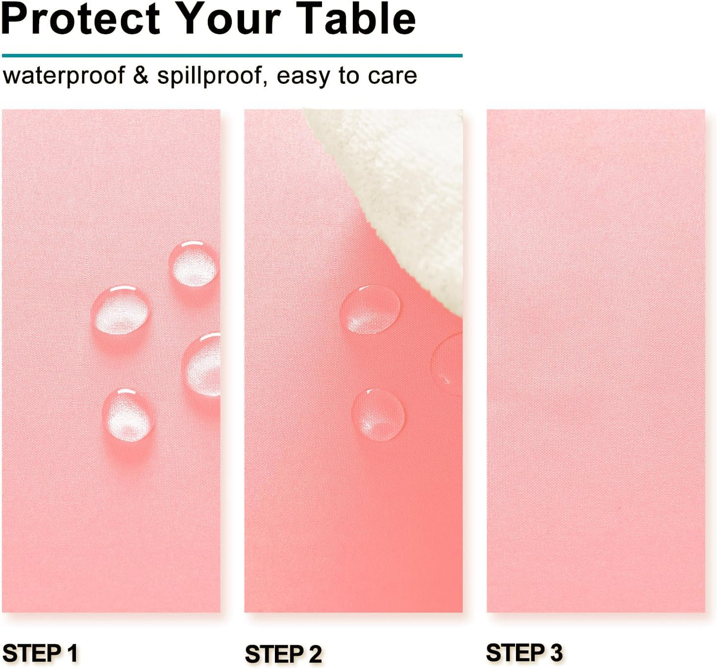 Hiasan Waterproof Tablecloth Rectangle - Washable Fabric Table Cloth for Dining Room Kitchen Birthday Party and Outdoor Use, Rose Pink, 70 x 108 Inch