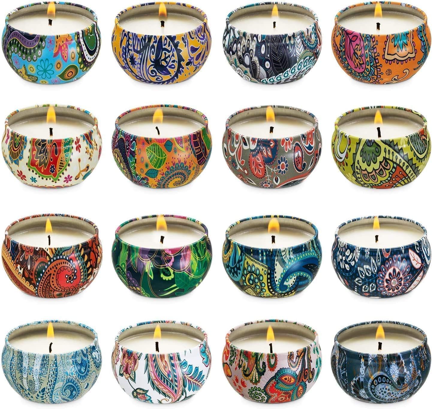 Set 16 Pack Scented Candles Gifts Soy Wax Travel Tin Jar Candles for Home 2.5 OZ Scented Candles for Mom for Christmas, Birthday, Thanksgiving, Mother's Day…