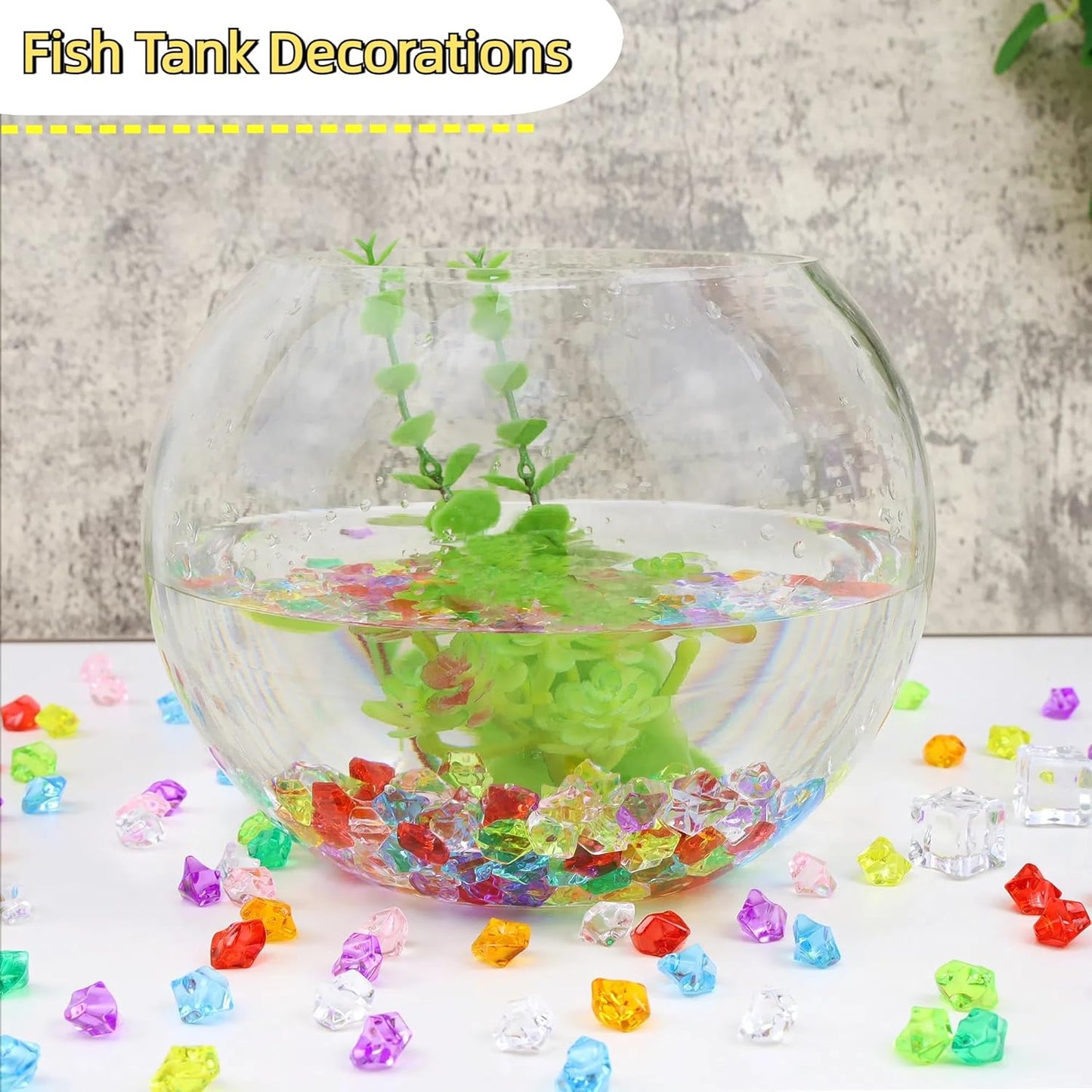 YATOJUZI 500pcs Fake Ice Cubes Yellow Assorted Acrylic Crushed Rocks Vase Fillers Plastic Diamonds Gems for DIY Party Wedding Centerpiece Table Scatter Prop Display 0.5" (Random Color)