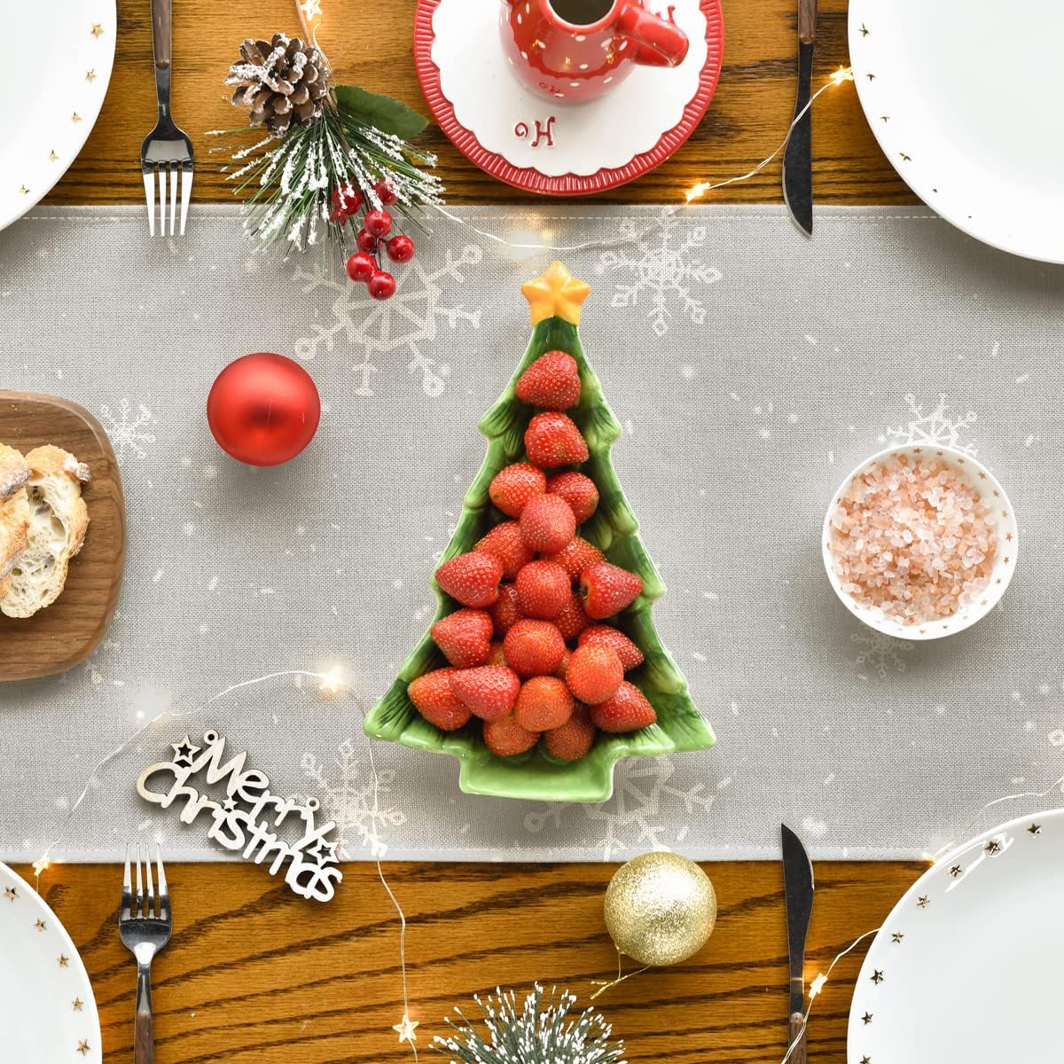 Artoid Mode Grey Snowman Snowflake Let it Snow Christmas Table Runner, Seasonal Winter Kitchen Dining Table Decor for Home Party Indoor 13x90 Inch