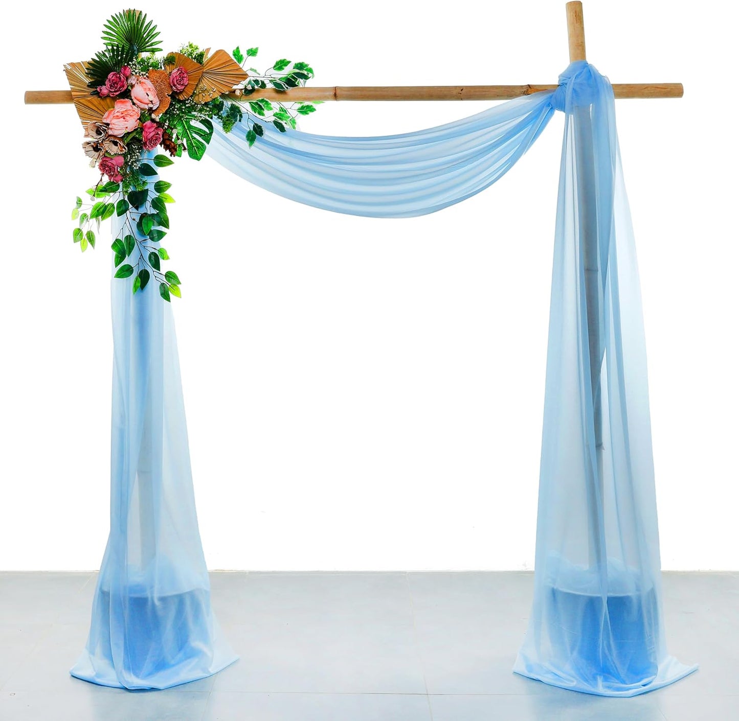 VDS Pack of 2 Panel (30 Inch X 40 Feet) Wedding Arch Draping Fabric Sheer Chiffon Fabric Drapery for Wedding Ceremony Reception Swag Backdrop Canopy Chuppah ARBO Altars Decoration (Turquoise)