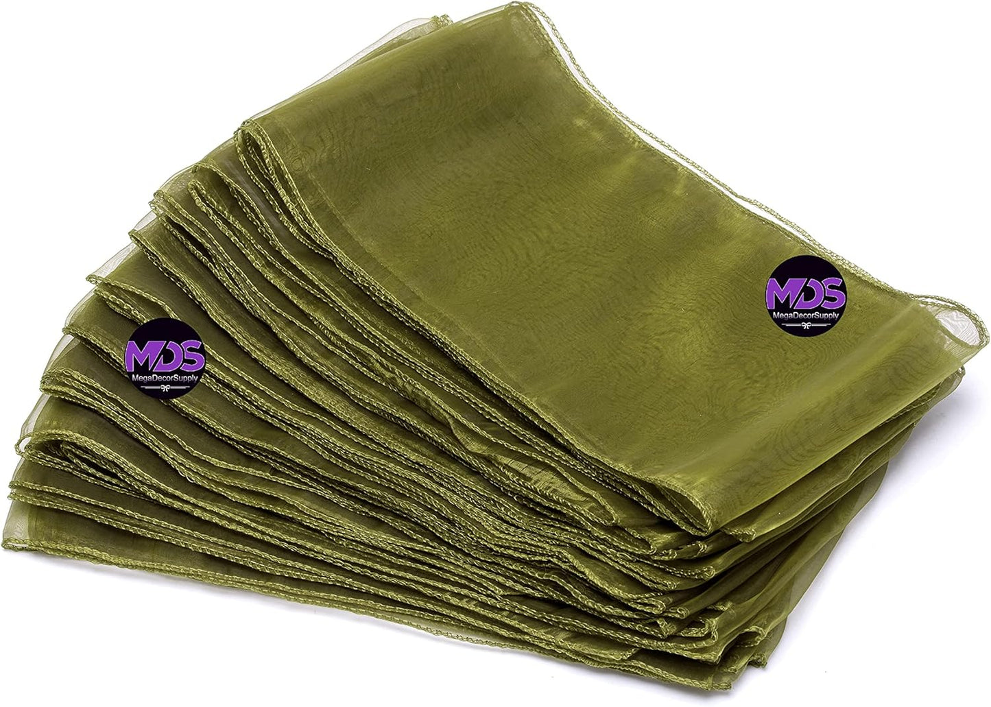 MDS Pack of 50 PCS Organza Chair Sashes Wider Dining Chair Bows Ribbon Tie Back for Wedding Party Birthday Bridal Shower Reception Event Banquet Home Chair Cover Decoration - Olive Green