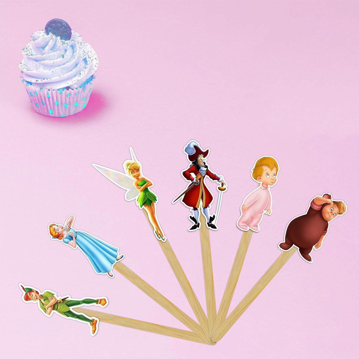 "Petr Pan Cupcake Topper – Fairy Tale Theme Birthday Party Supplies – Cartoon-Inspired Cake Decoration for Adults – Perfect for Baby Showers, School Events, Family Celebrations, and Themed Parties"
