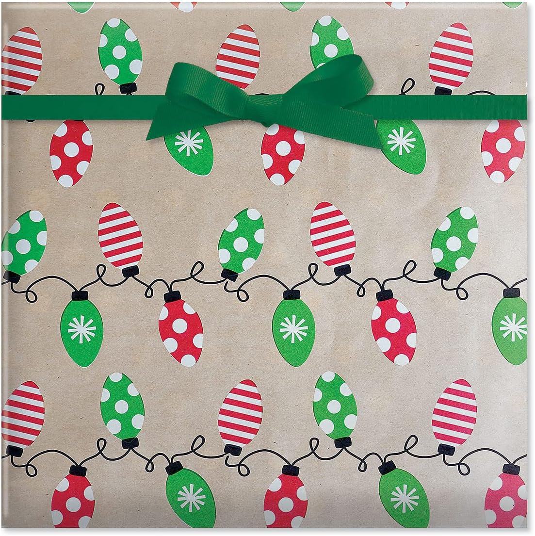 Current Kraft Light Bulb Double-Sided Rolled Christmas Wrapping Paper - Premium Jumbo 23-Inch x 32-Foot Gift Wrap Roll, 61 Square Feet Total