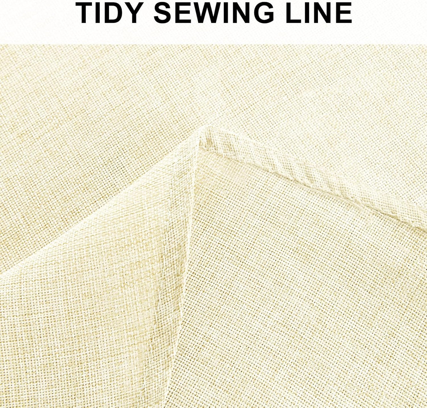 Hiasan Round Linen Tablecloth 50 Inch - Wrinkle and Stain Resistant Washable Polyester Fabric Table Cloth for Dining Room Kitchen Party, Champagne