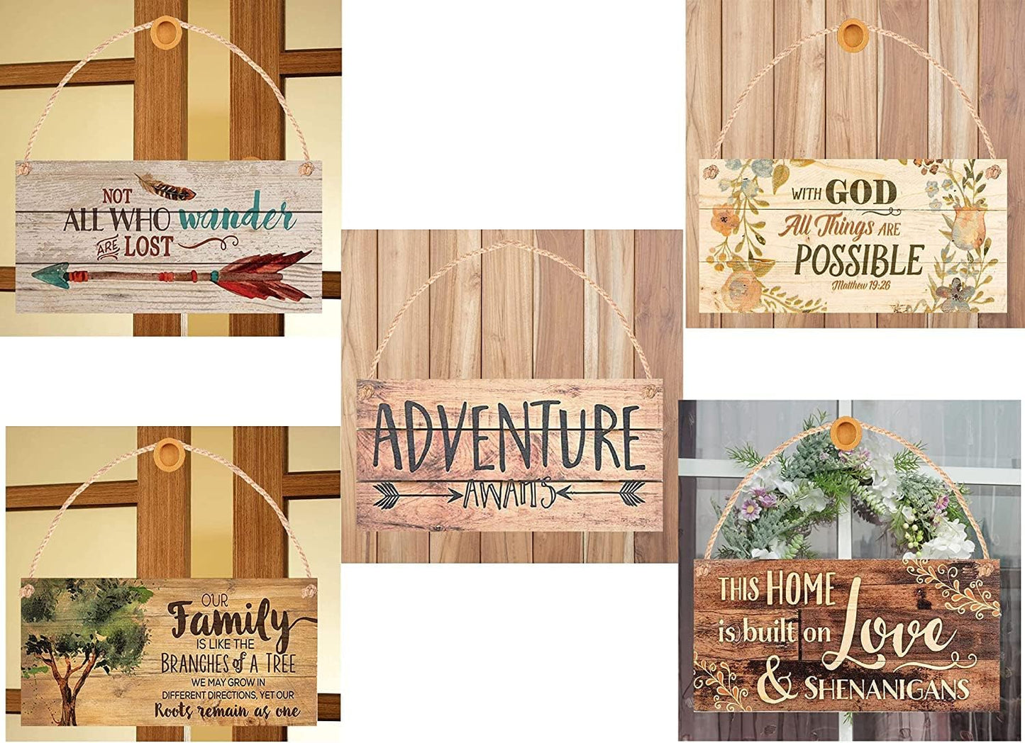 Rustic Wooden Signs Welcome to My Little Bit of Heaven Hanging Garden Sign Shed Summerhouse Wood Sign Wall Art Decor Kitchen Cafe Pub Decor Gift 6x12 INCH