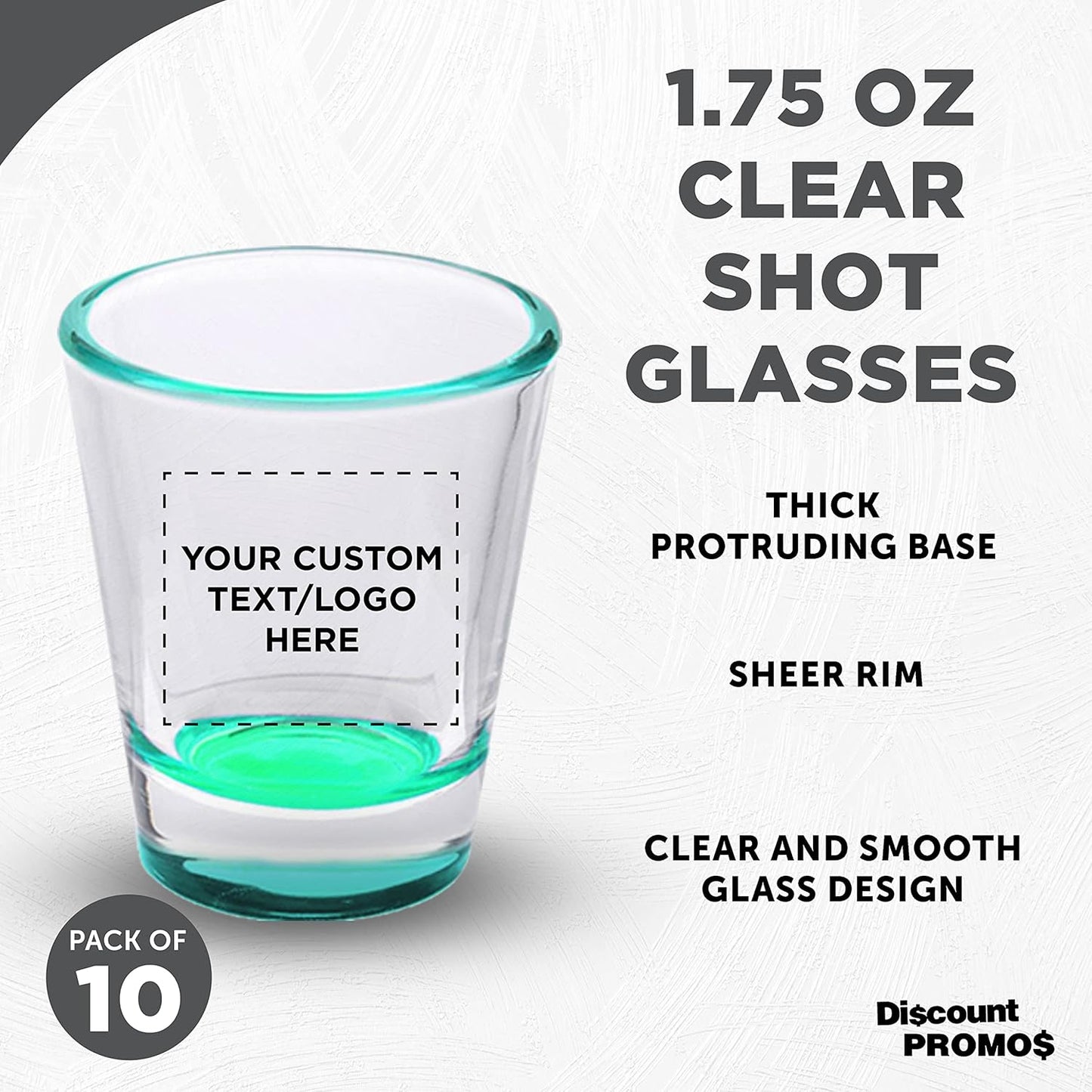 Custom Shot Glasses 1.75 oz. Set of 10, Personalized Bulk Pack - Great for Wedding Favors, Bachelorette Party Decorations, Party Fovors, Color Bottom - Green