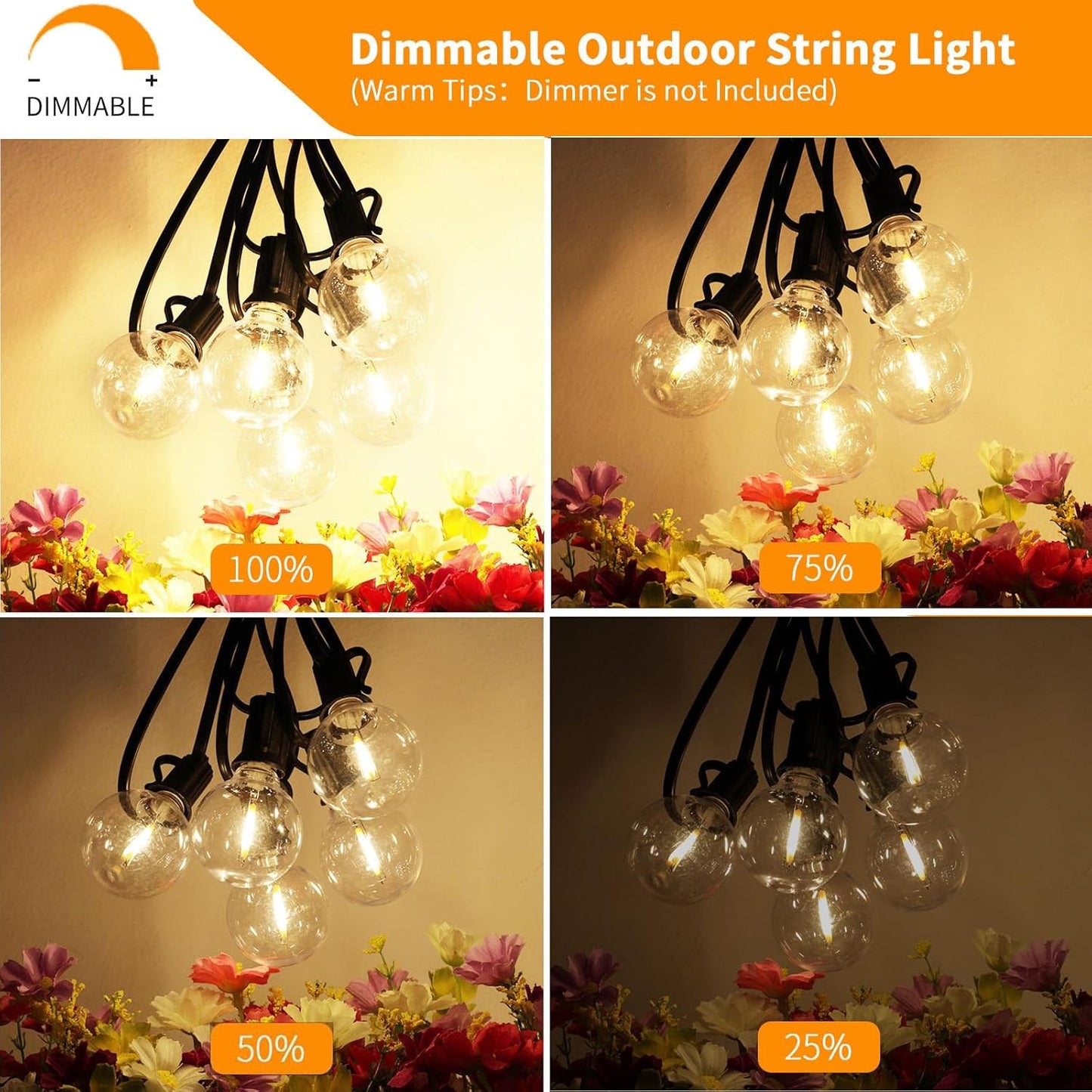 Svater Outdoor String Lights 50 FT, Patio LED Lights Outside with 26pcs Bulbs, Waterproof Shatterproof Hanging Globe Light Connectable for Bistro Cafe Backyard Balcony Warm White