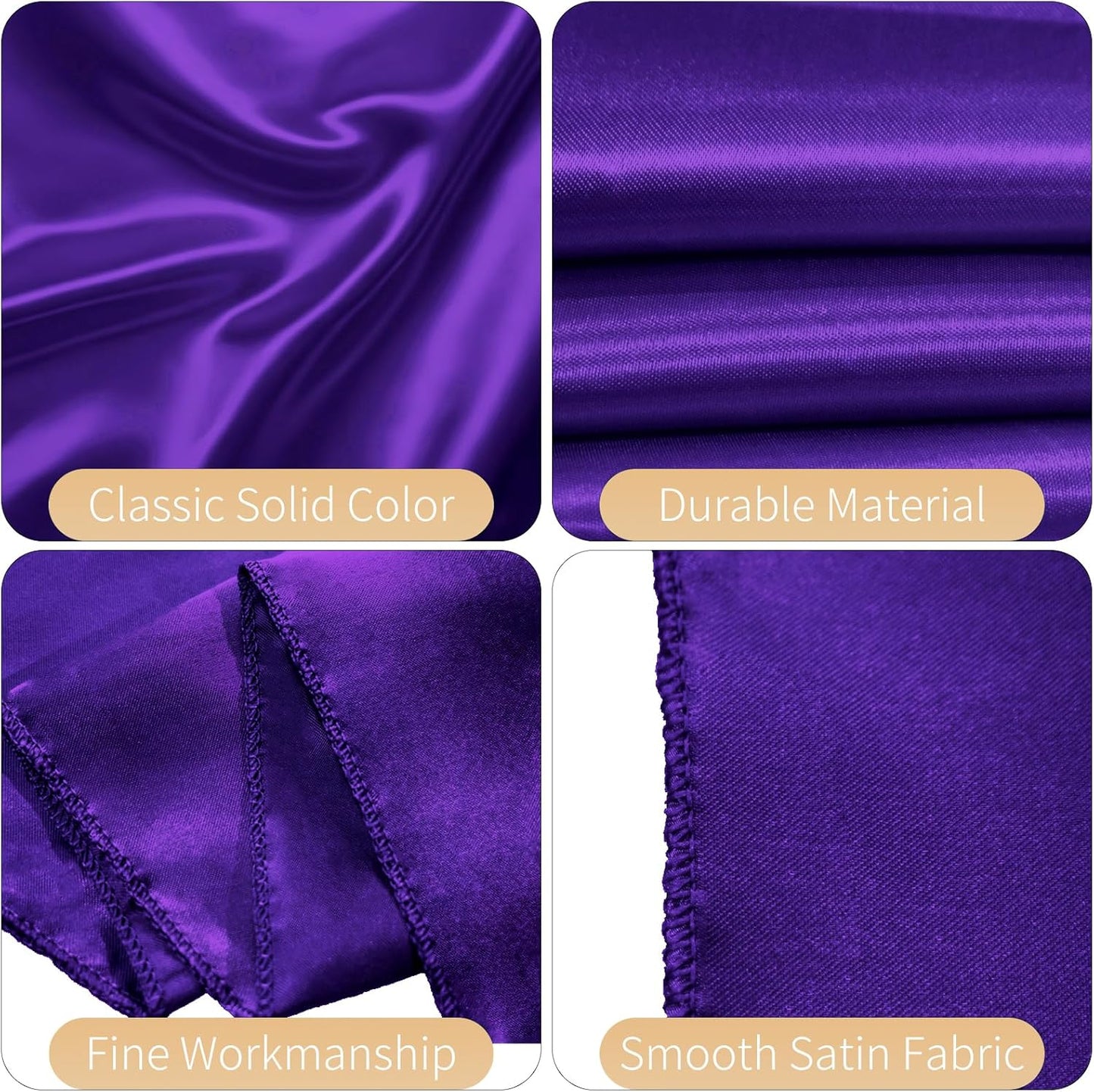 50 PCS Satin Chair Sashes Bows Decorative Universal Chair Cover Band Chair Ribbon Ties Back Sash for Wedding Party Ceremony Reception Hotel Events Birthday Banquet Restaurant Decor(7x108inch,Purple)