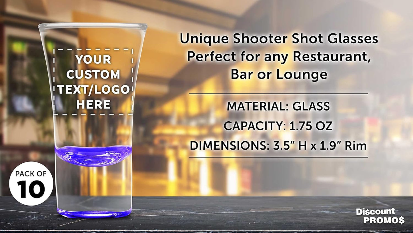 Custom 2 oz. Lord Shooter Etched Shot Glasses, 10 pack, Personalized Text, Logo, 21st Birthday Party, Lounge Glassware, Purple