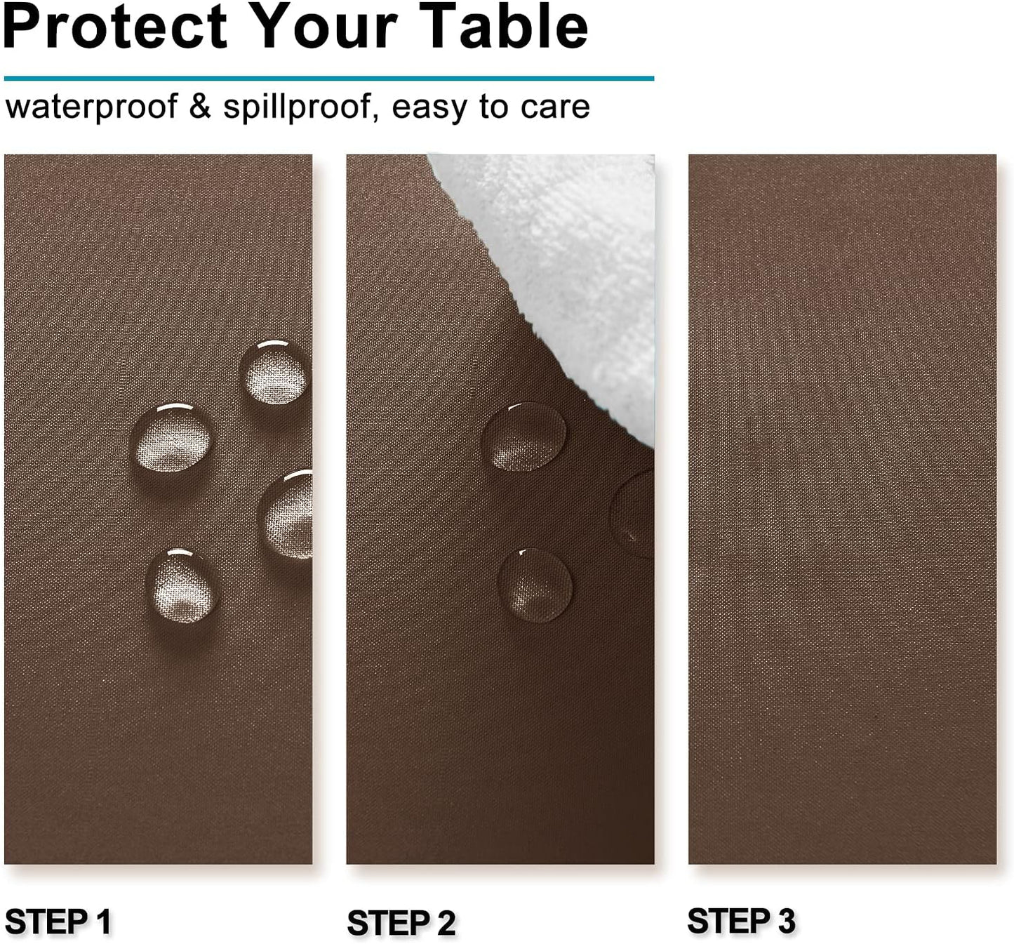 Hiasan Tan Rectangle Tablecloth - Waterproof Washable Polyester Fabric Table Cloth for Buffect Dining Birthday Party Wedding, 54 x 80 Inch