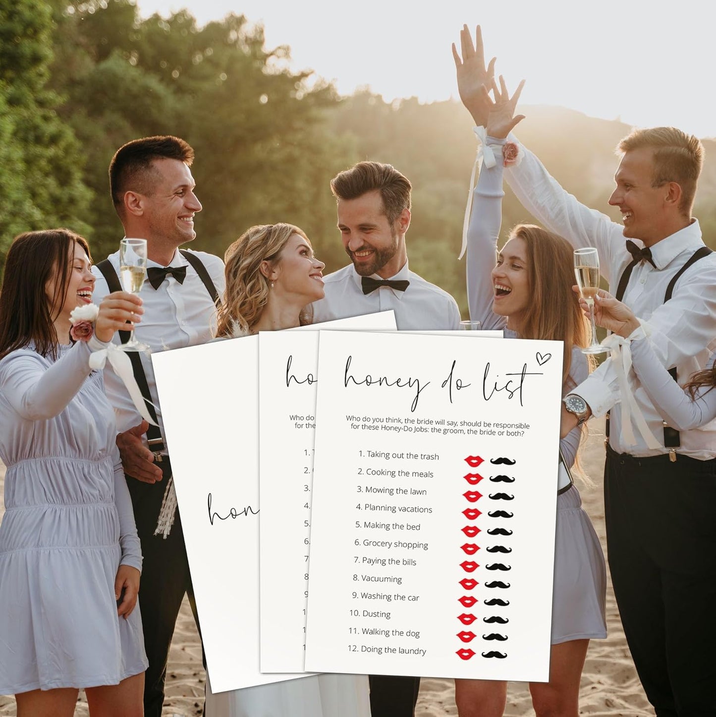 Bridal Shower Games, Honey Do List, 25Pcs Minimalist White Double-Sided Bridal Game Cards, Wedding Shower Games for Guests, Engagement Bachelorette Party Supplies - A21