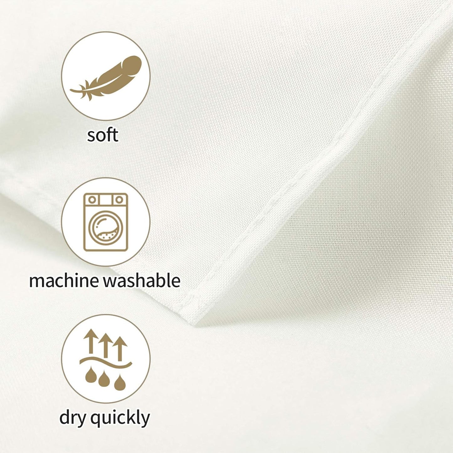 Ascoza 2pack 90x132 Inch Ivory Rectangular Tablecloth 8 Feet Table Cloth in Polyester Fabric for Wedding/Banquet/Restaurant/Parties
