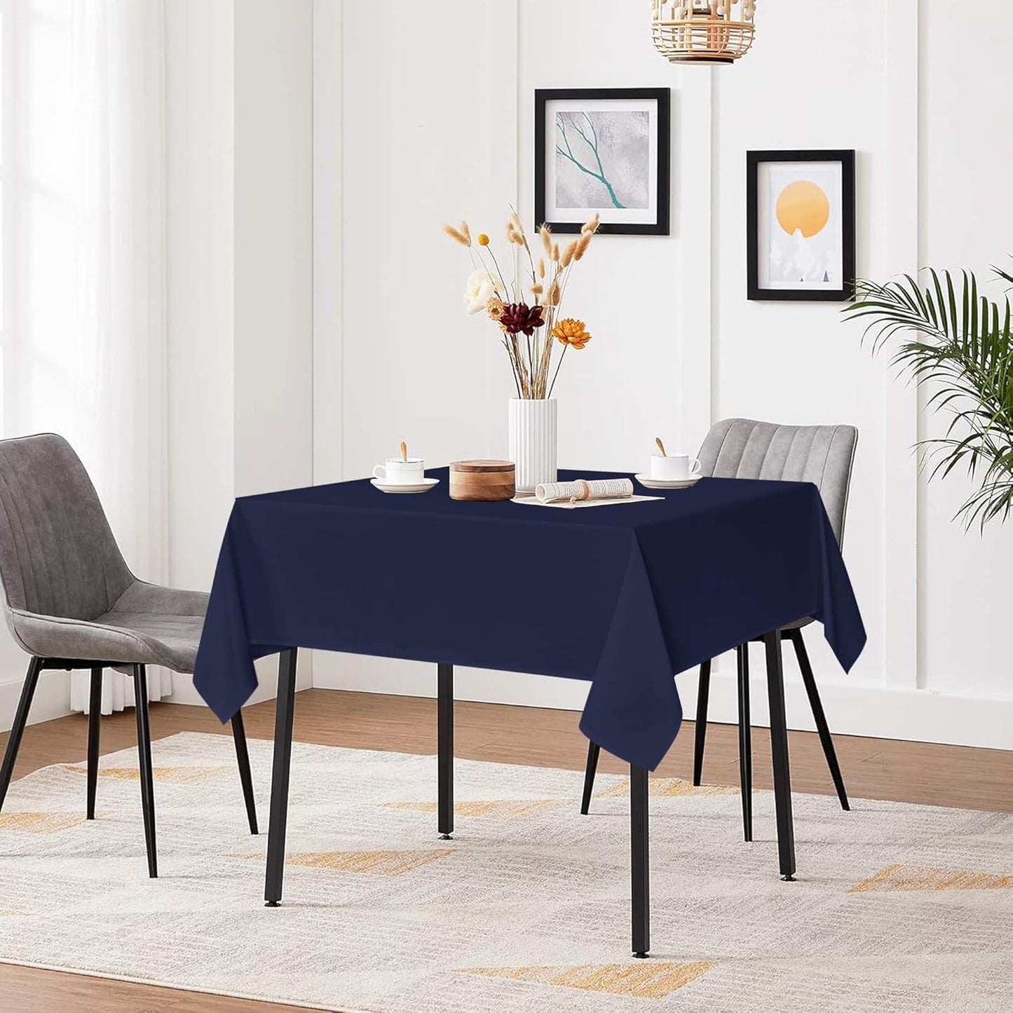sancua Square Tablecloths 54x54 Inch - Navy Blue Fabric Table Cloth for Square or Round Tables, Washable Polyester Table Cover for Dinner, Holiday Party, Decorative Display Tables