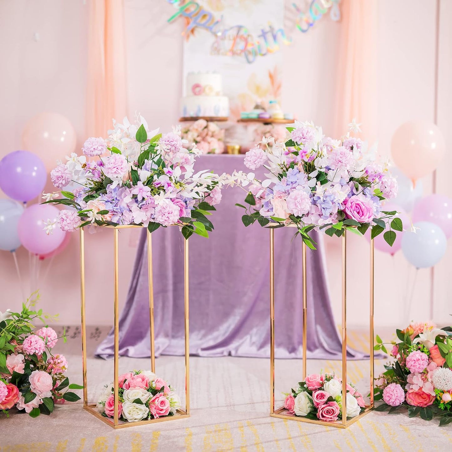 Gold Flower Stand for Table: 23.6” Tall Centerpiece Stand for Wedding Table Reception Floral Center Pieces with Home Decoration Party Event 10 PCS