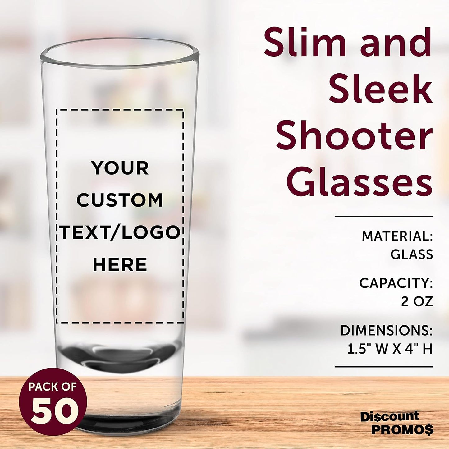 Custom Cordial Shooter Shot Glasses 2 oz. Set of 50, Personalized Bulk Pack - Great for Birthdays, Parties, Indoor & Outdoor Events - Black