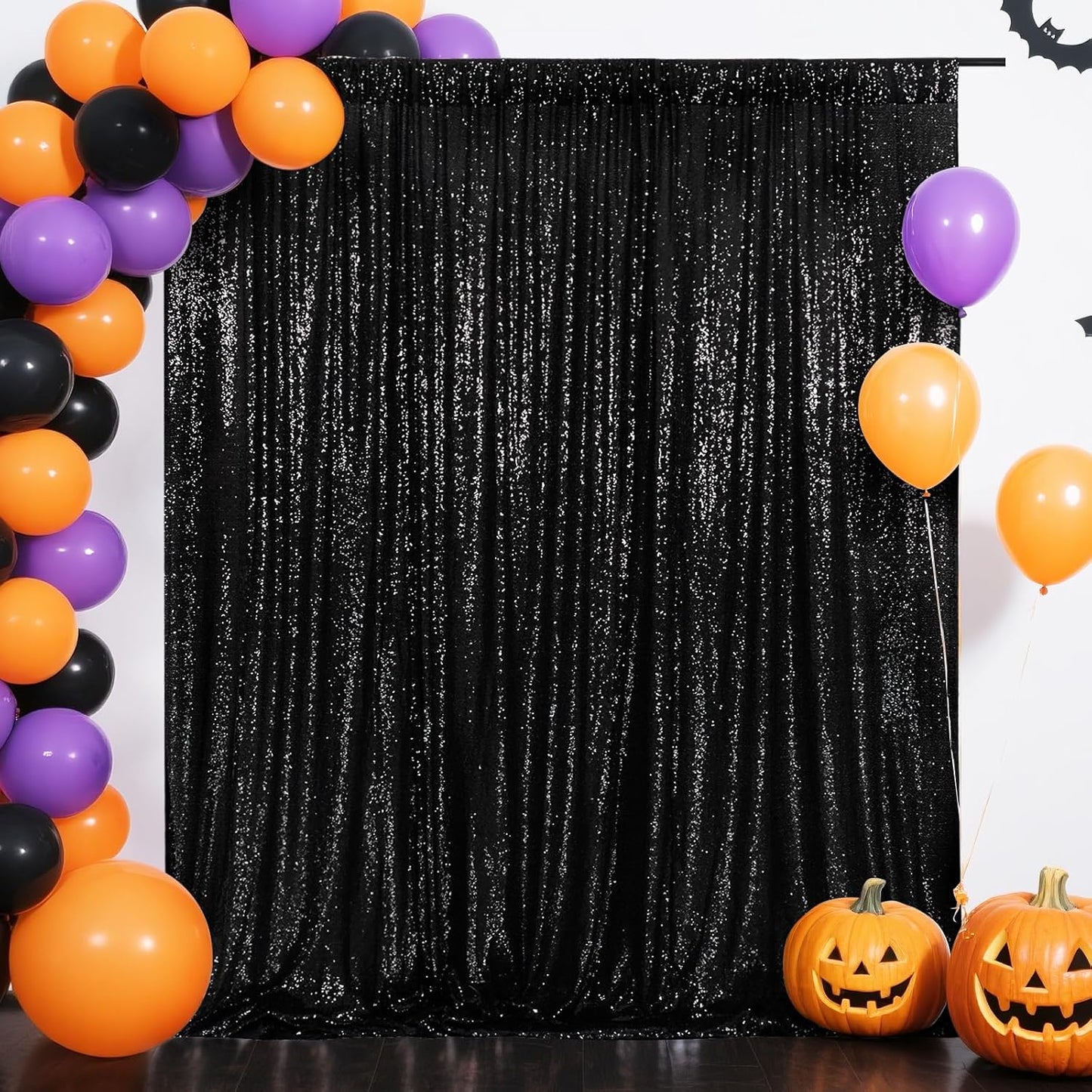 Eternal Beauty Black Sequin Backdrop, 20x10 Ft Halloween Glitter Background Curtains for Shimmer Photography Party Wedding Birthday Back Drop Decor