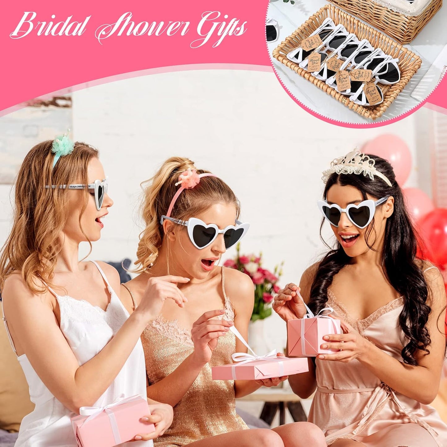 Vabean Wedding Heart Sunglasses Bulk Wedding Gifts Bachelorette Bridal Party Favors for Guests Reception