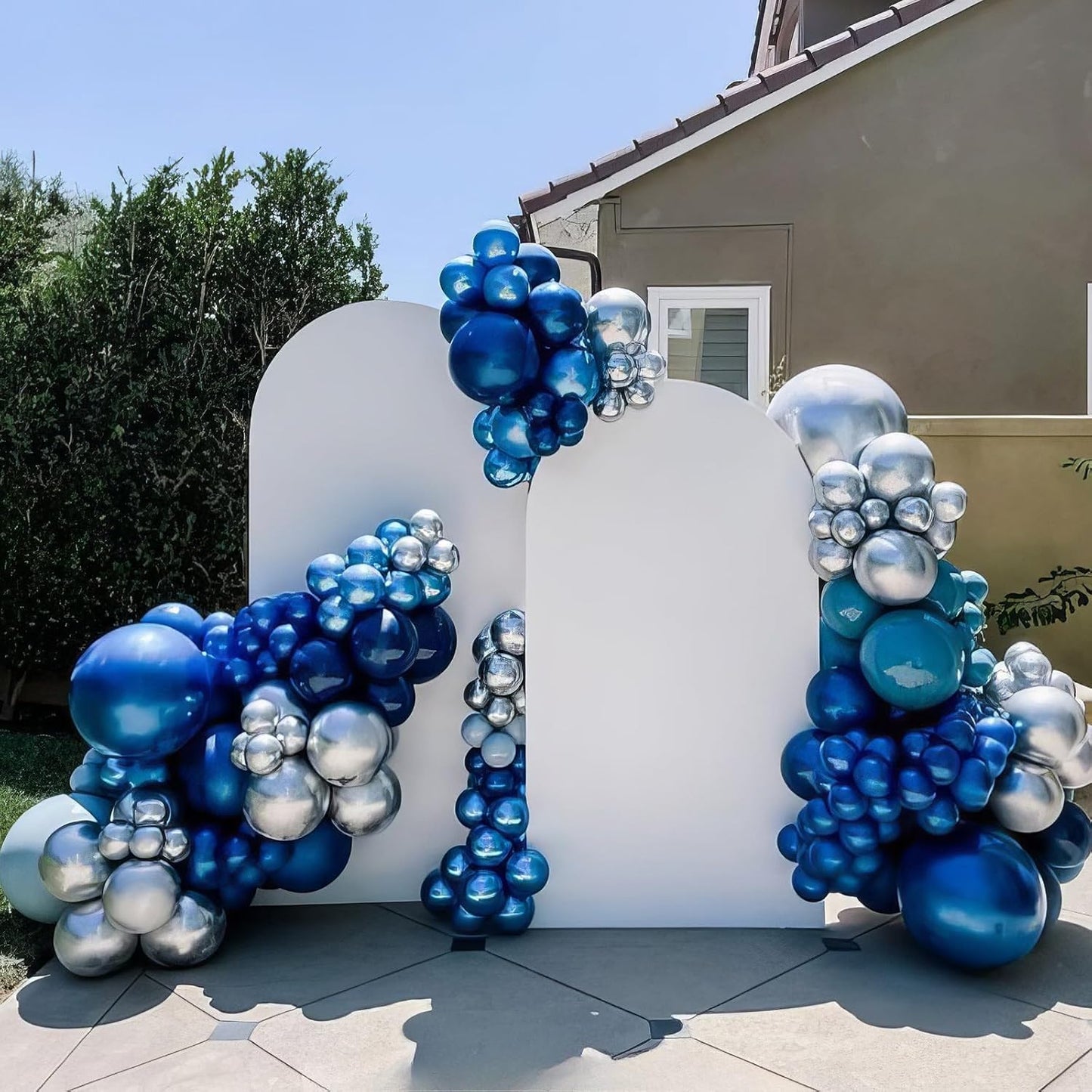 Blue Balloons, 50pcs Metallic Blue Balloons, Metallic Baby Navy Balloon, Silver Confetti Balloon for Men Boys Birthday Gender Reveal Baby Shower Party Wedding Bridal Shower Father's Day Graduation