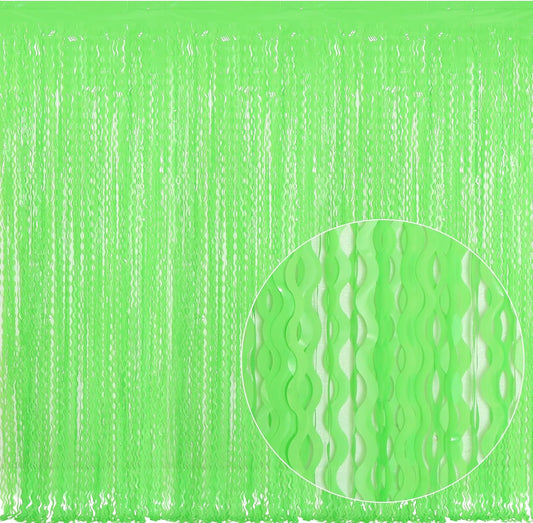 4 Pack Wavy Green Tinsel Backdrop Curtain - 3.3 ft x 6.6 ft Green Foil Fringe Curtains Photo Booth Prop Backdrop Streamer Birthday Party Decor