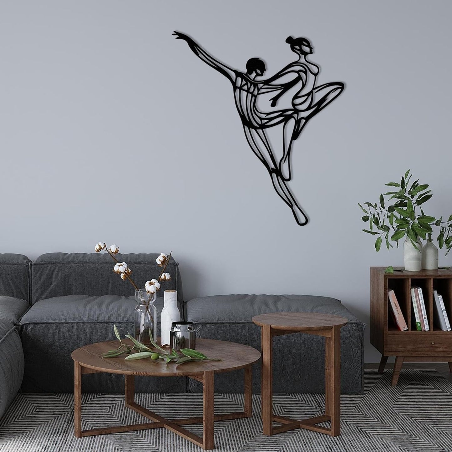 Wita Home Dancing Couple Metal Wall Art, Modern Minimalist Line Art Sculpture, Over the Bed Home Décor, Elegant Ballet-Inspired Design, Metal Wall Sculpture for Living Room, Bedroom (32x27 inches)