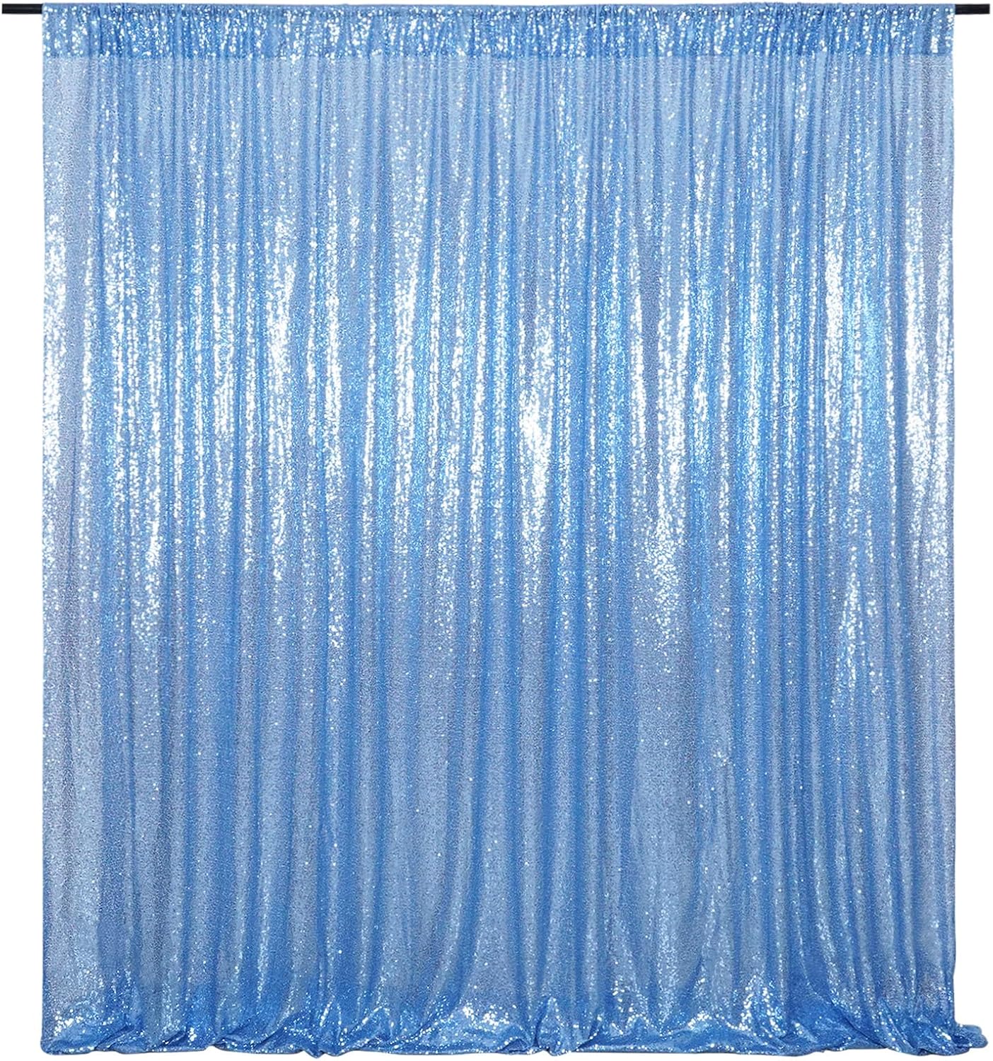 Poise3EHome Blue Sequin Backdrop,10FT x 10FT Sequin Photography Backdrop Curtain for Party Decoration, Baby Blue