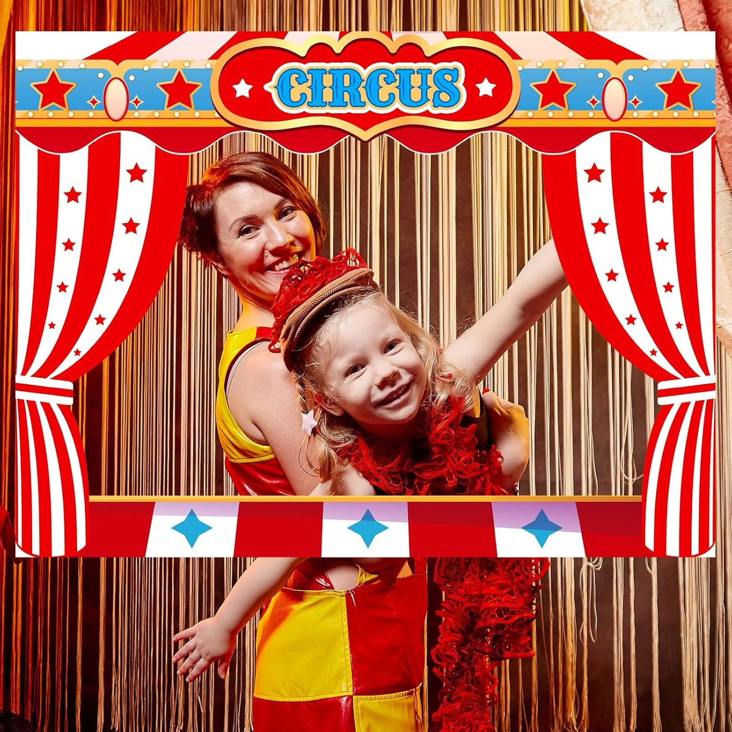 Upgraded 32 x 24 Inch Large Photo Booth Props Picture Frame Vintage Photo Frame Friends Selfie Props for Halloween Carnival Christmas Wedding Mexico Party Favors (Carnival Style)