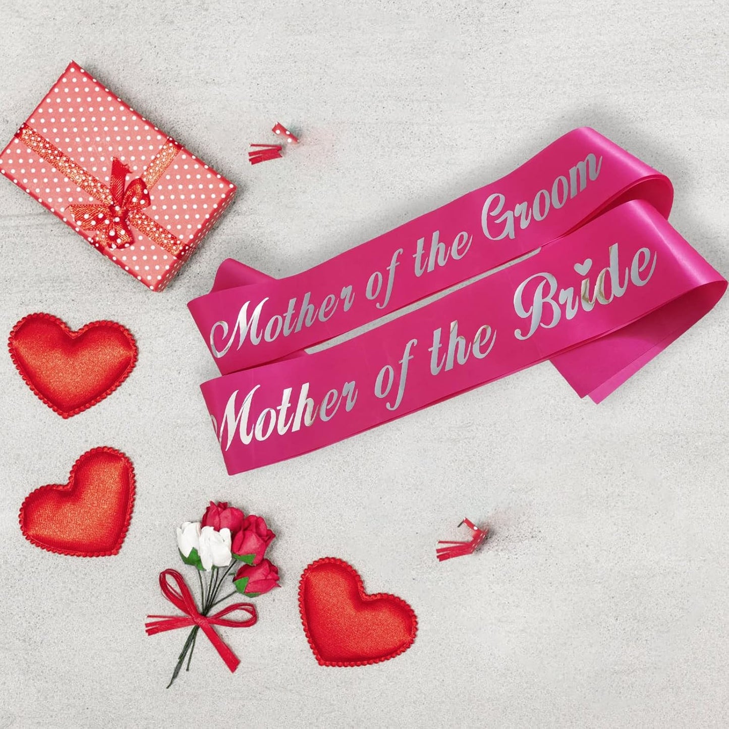 KETAOO Mother of the Groom Sash, Silver Foil Pink Sash for Mother of the Groom for Bridal Shower Favors Engagement or Wedding Party Accessories