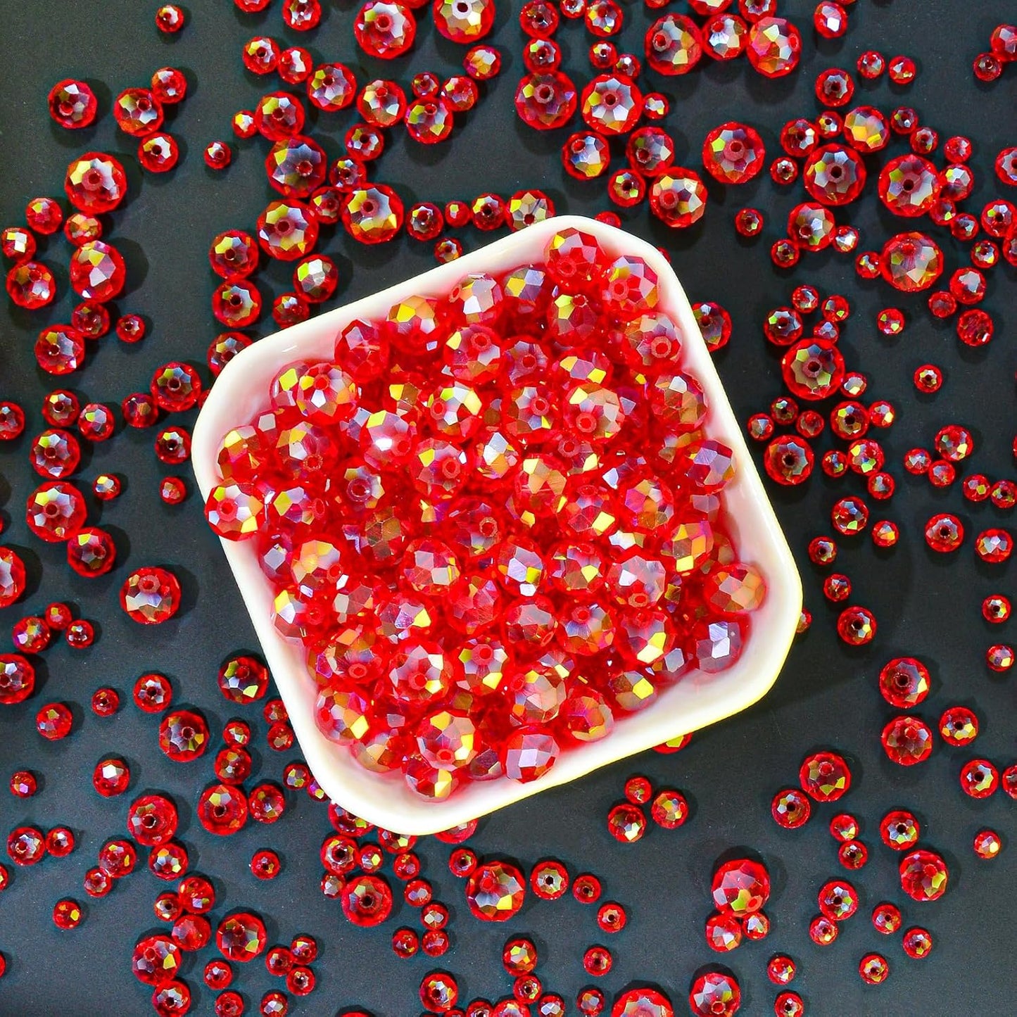 460Pcs 8mm Crystal Glass Beads for Jewelry Making Beads for Bracelets Necklace Pendants Making Supplies(Red)