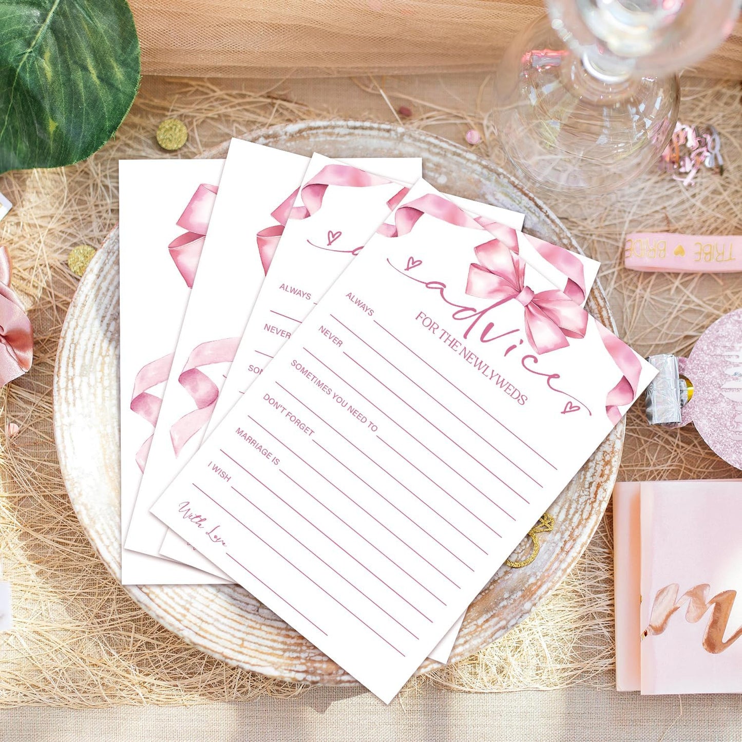 Advice Cards for Bridal Shower, Bridal Shower Games Engagement Party Wedding Game for Reception 30pcs - Wedding Advice Cards/HL 008