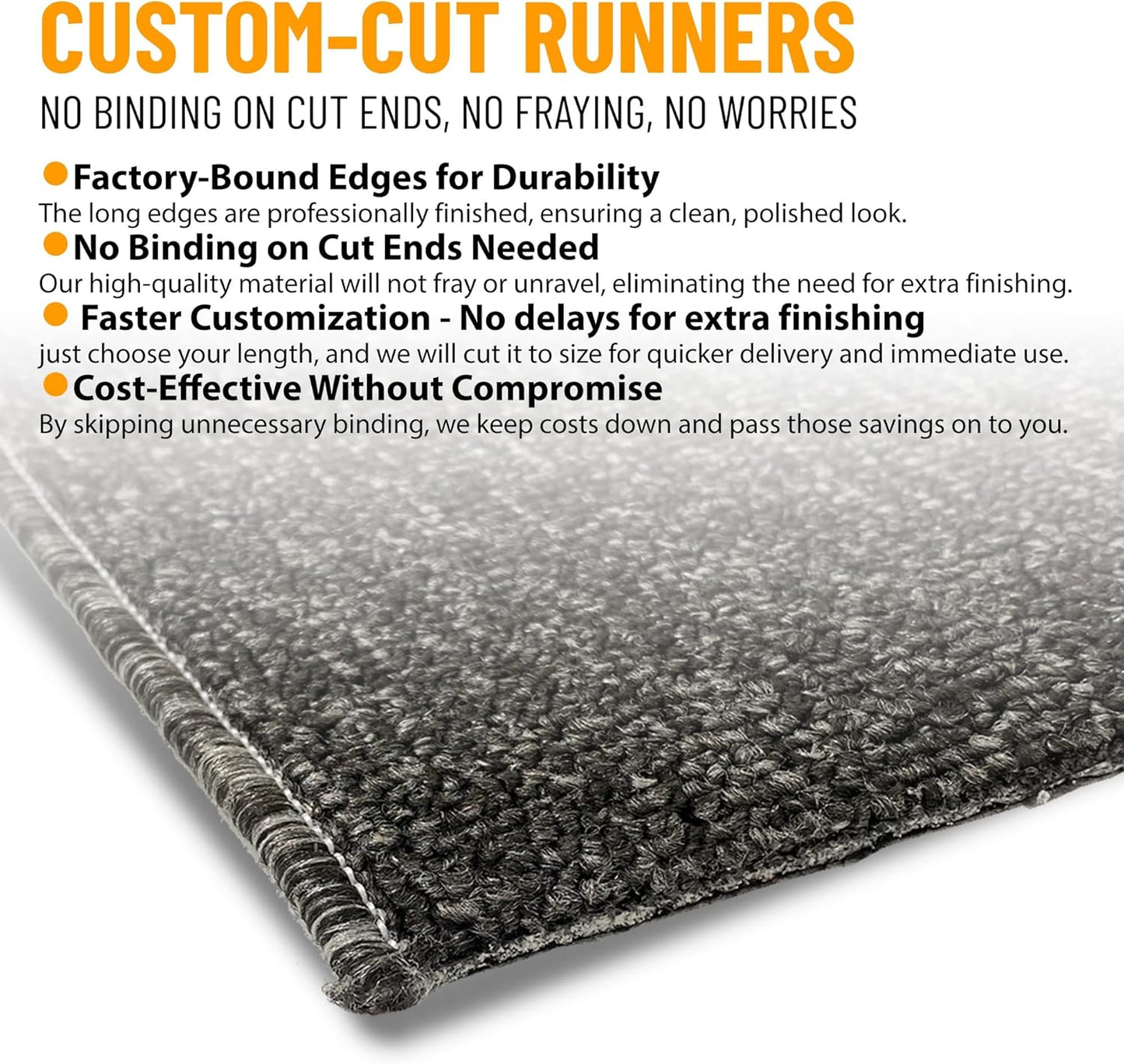 Ottomanson 2'7" x 30' Ultra-Thin Hallway Runner Rug - Durable Non-Slip Carpet for High-Traffic Areas - Fits Under Doors for Seamless Entry - Ideal for Kitchen, Entryway, Bedroom & Living Room, Black