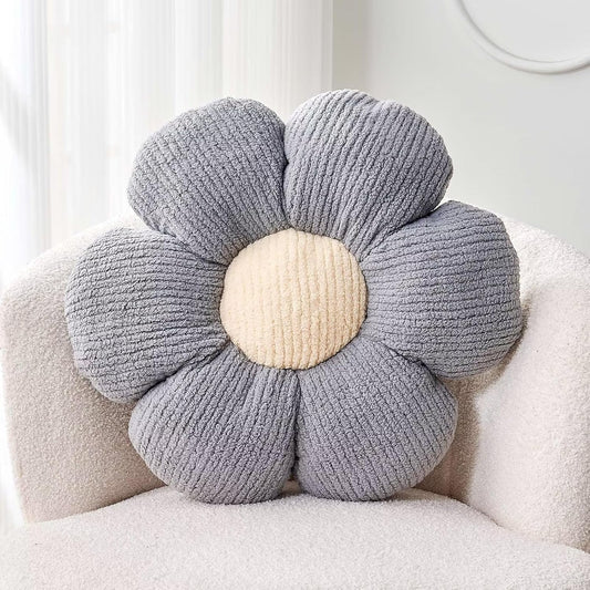 Flower Throw Pillow, Soft Grey 17.7" Shaped Floor Pillow for Home Decor, Cute Aesthetic Plush Decorative Pillows for Bed, Sofa, Couch