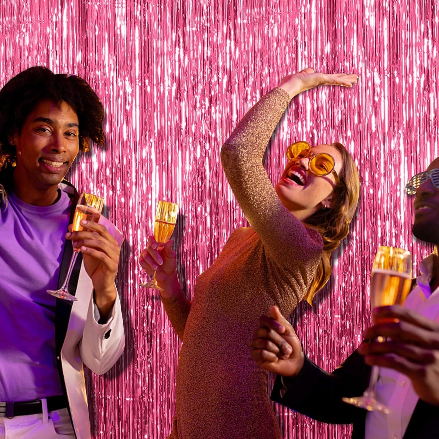 10 Pack Pink Backdrop Party Decorations Tinsel Curtain Party Backdrop Foil Fringe Birthday Decorations Photo Booth Streamer Backdrop Pink Theme Bachelorette Graduation Party Decorations