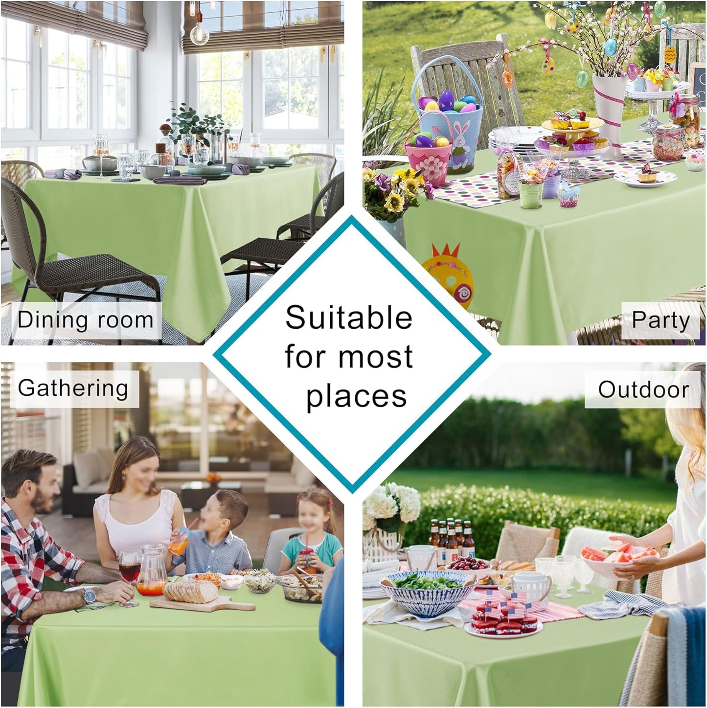 Hiasan Light Sage Rectangle Tablecloth - Waterproof & Wrinkle Resistant Washable Fabric Table Cloth for Dining Party 30 x 60 Inch