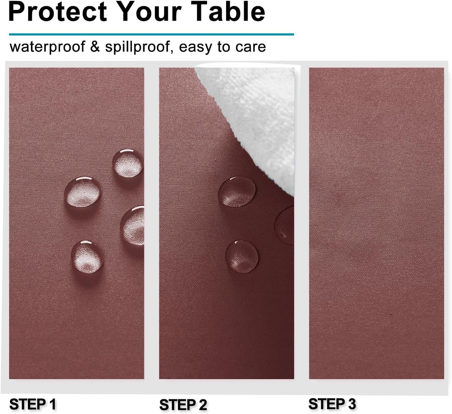 Hiasan Dusty Rose Square Tablecloth - Waterproof and Spillproof Restaurant Washable Polyester Table Cloth for Dining Room, 54 x 54 Inch